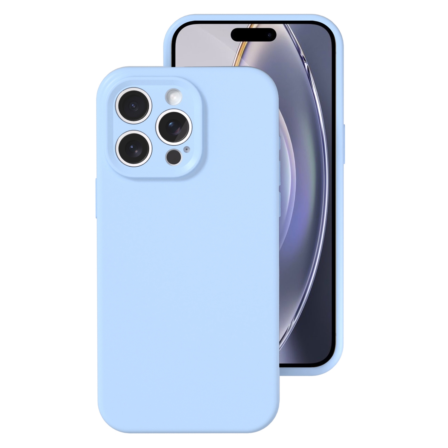For iPhone 16 Pro Precise Hole Liquid Silicone Jelly Color Full Coverage Phone Case(Sky Blue) - Shopkiz.com