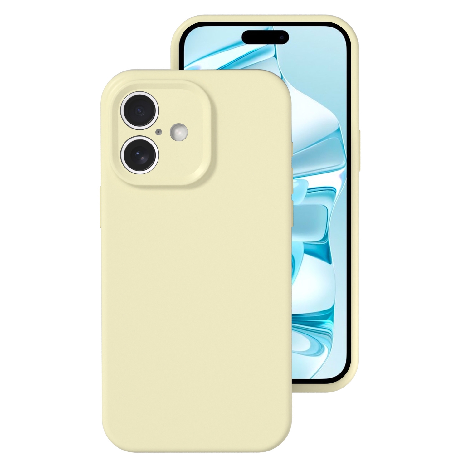 For iPhone 16 Precise Hole Liquid Silicone Jelly Color Full Coverage Phone Case(Milk Yellow) - Shopkiz.com
