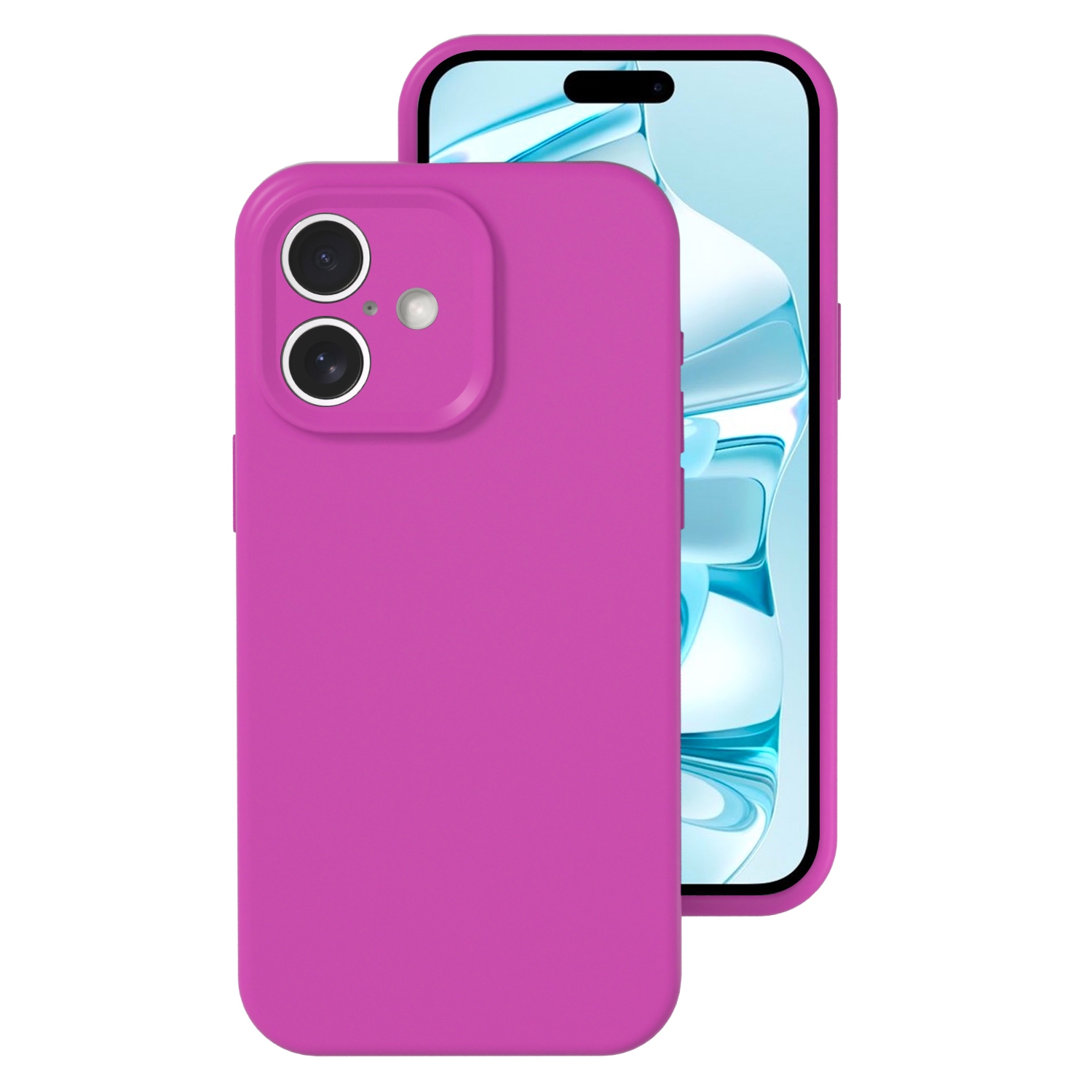 For iPhone 16 Precise Hole Liquid Silicone Jelly Color Full Coverage Phone Case(Dragon Fruit Color) - Shopkiz.com