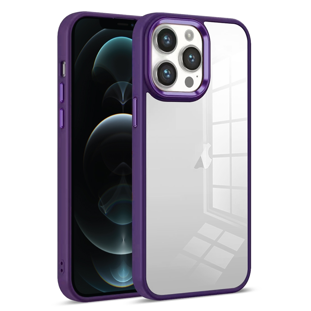 For iPhone 12 Pro Max Colorful Armor Transparent Phone Case(Purple) - Shopkiz.com