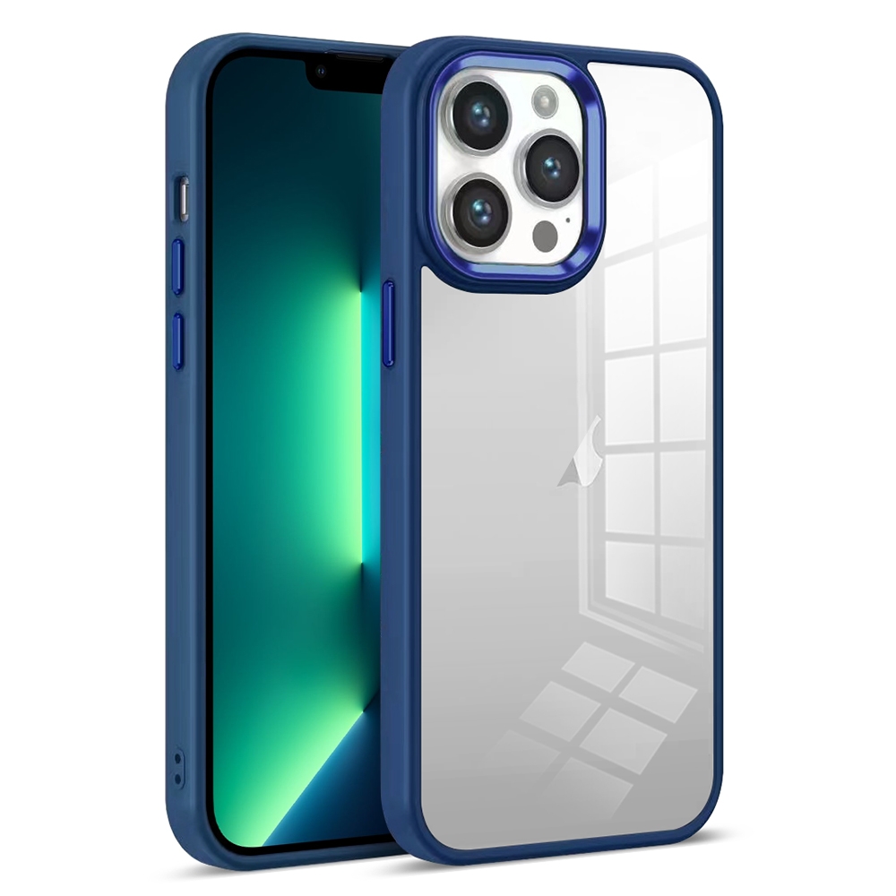 For iPhone 13 Pro Max Colorful Armor Transparent Phone Case(Blue) - Shopkiz.com