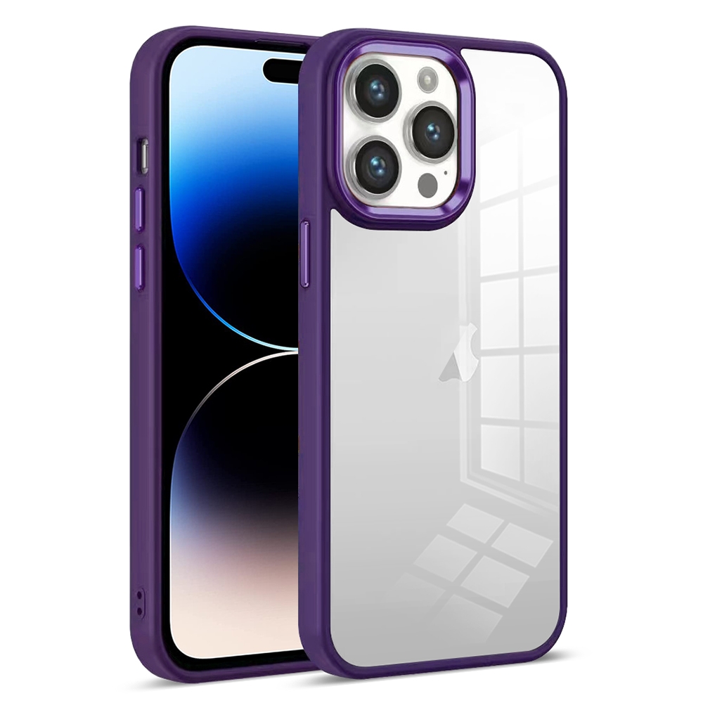 For iPhone 14 Pro Max Colorful Armor Transparent Phone Case(Purple) - Shopkiz.com