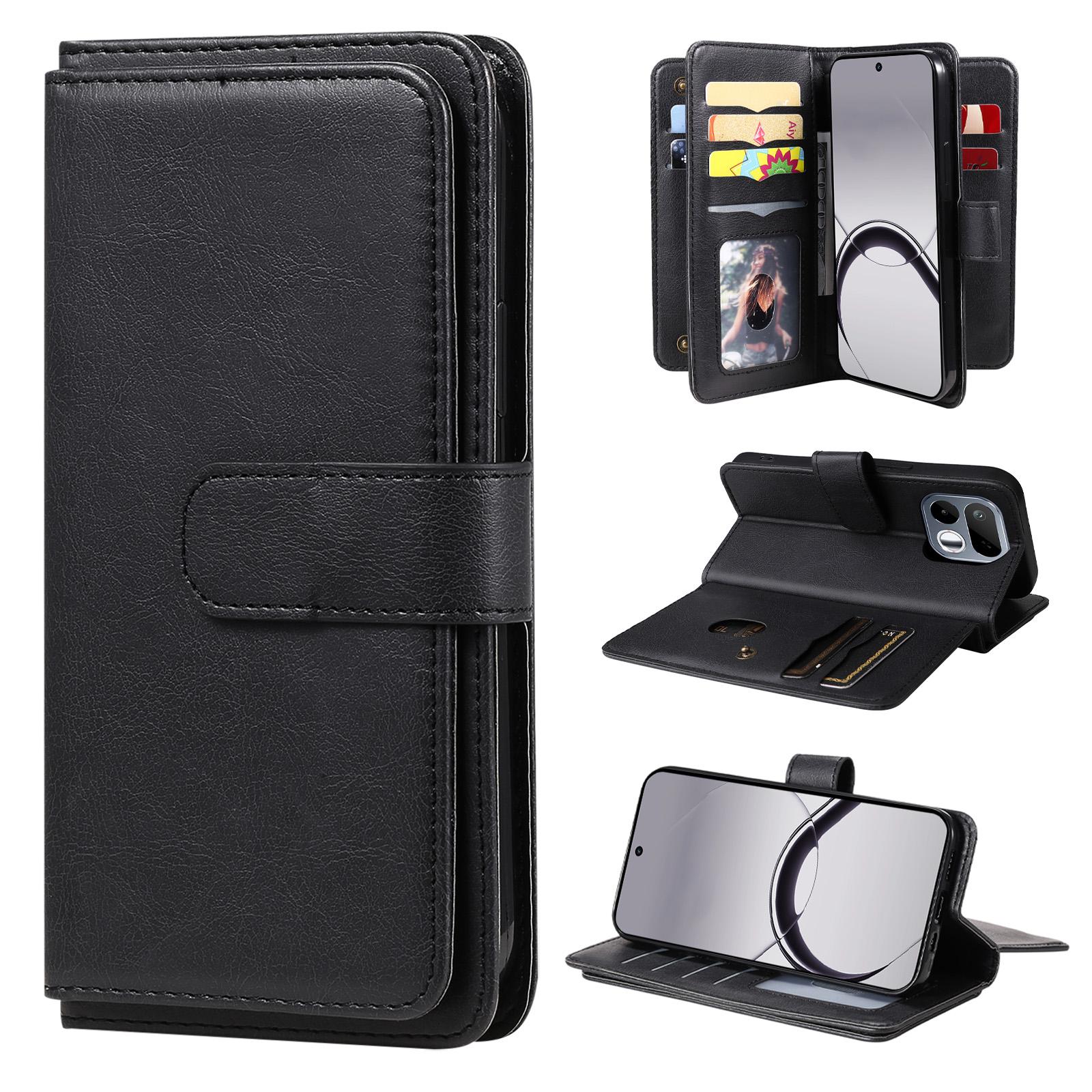 For Realme 16T 5G Multi-Function Wallet 10 Card Slots Leather Phone Case(Black) - Shopkiz.com