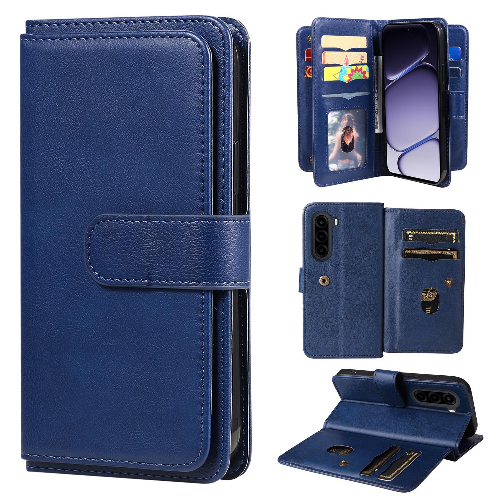For Realme P4x 5G Multi-Function Wallet 10 Card Slots Leather Phone Case(Dark Blue) - Shopkiz.com