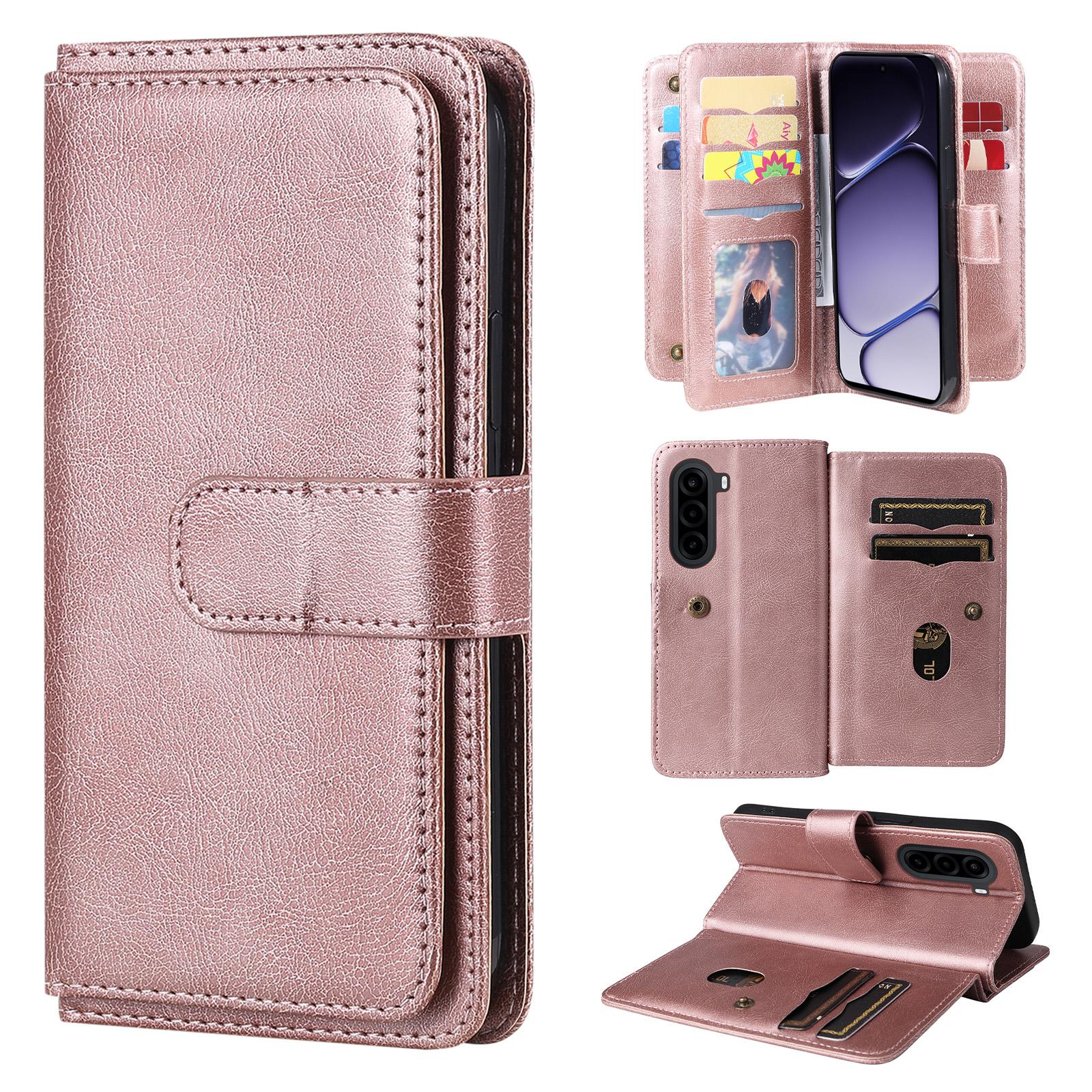 For Realme P4x 5G Multi-Function Wallet 10 Card Slots Leather Phone Case(Rose Gold) - Shopkiz.com