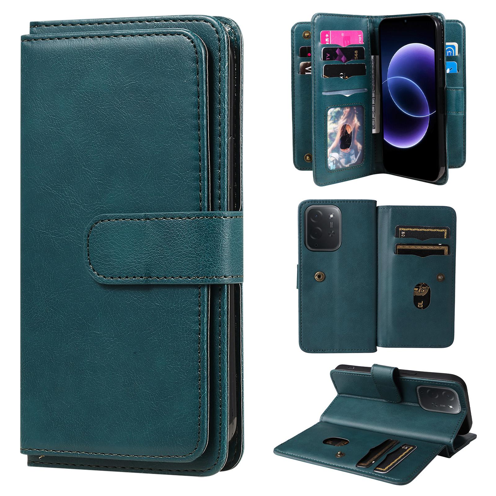 For Xiaomi Poco C95 Pro Multi-Function Wallet 10 Card Slots Leather Phone Case(Dark Green) - Shopkiz.com