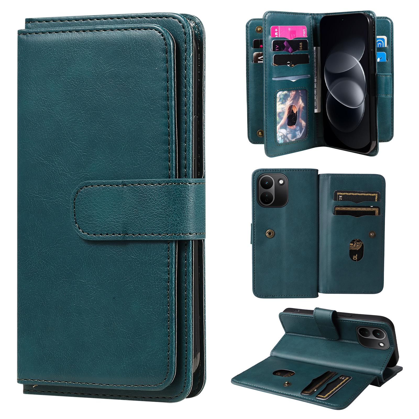 For Redmi Note 17 Pro+ 5G Global 163mm Multi-Function Wallet 10 Card Slots Leather Phone Case(Dark Green) - Shopkiz.com