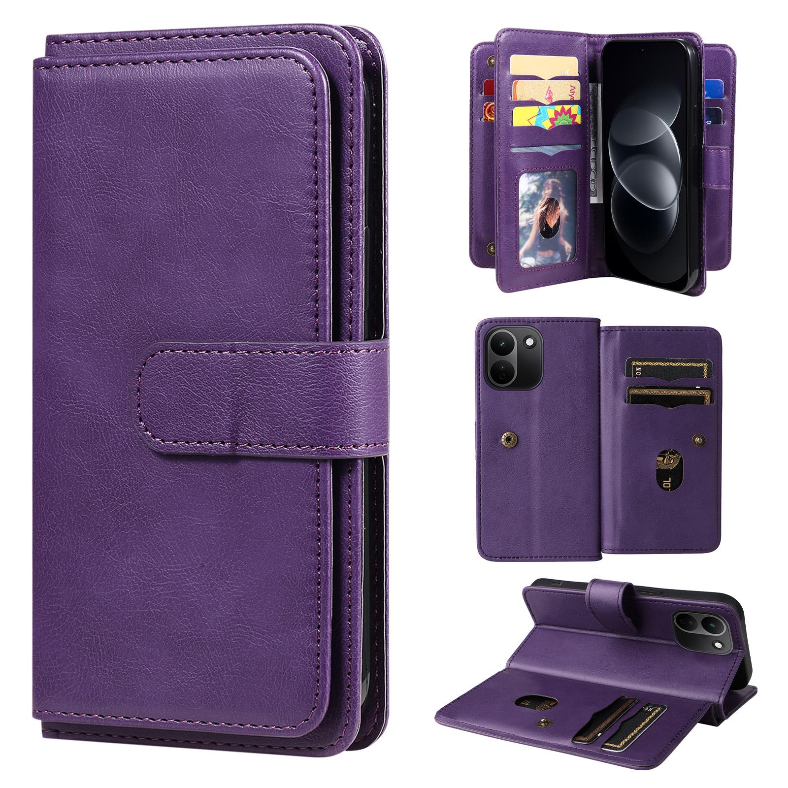 For Redmi Note 17 Pro+ 5G Global 163mm Multi-Function Wallet 10 Card Slots Leather Phone Case(Violet) - Shopkiz.com
