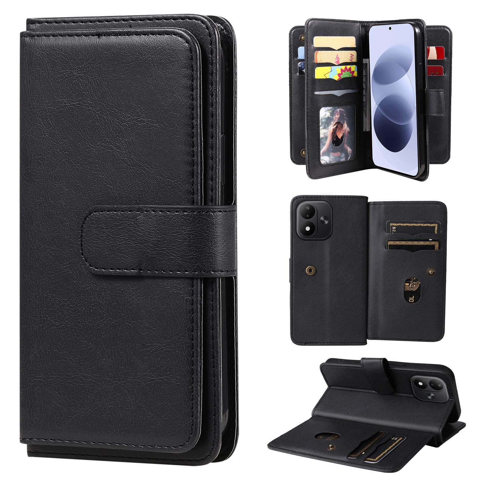 For Redmi Note 17 5G/4G Global 171mm Multi-Function Wallet 10 Card Slots Leather Phone Case(Black) - Shopkiz.com
