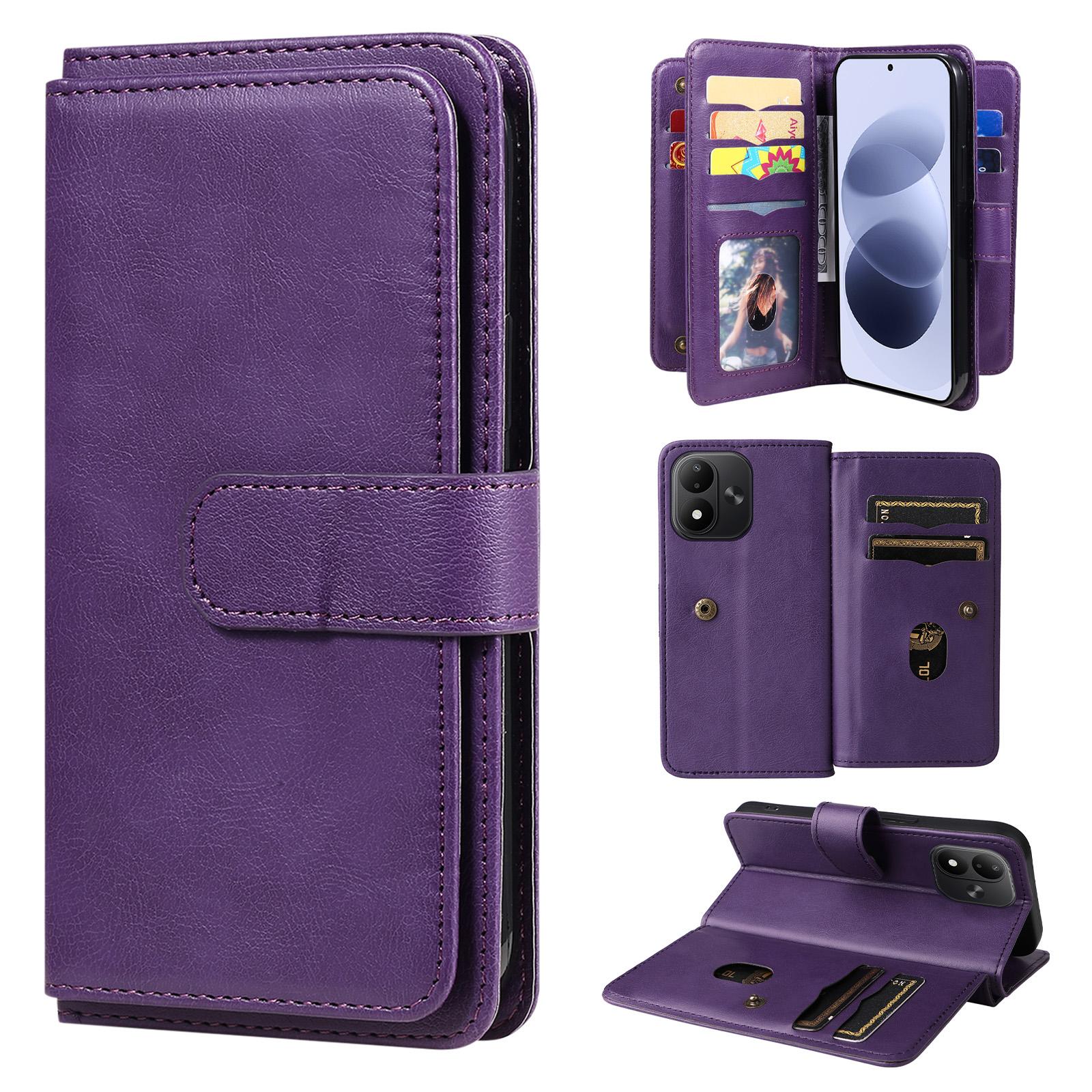 For Redmi Note 17 5G/4G Global 171mm Multi-Function Wallet 10 Card Slots Leather Phone Case(Violet) - Shopkiz.com