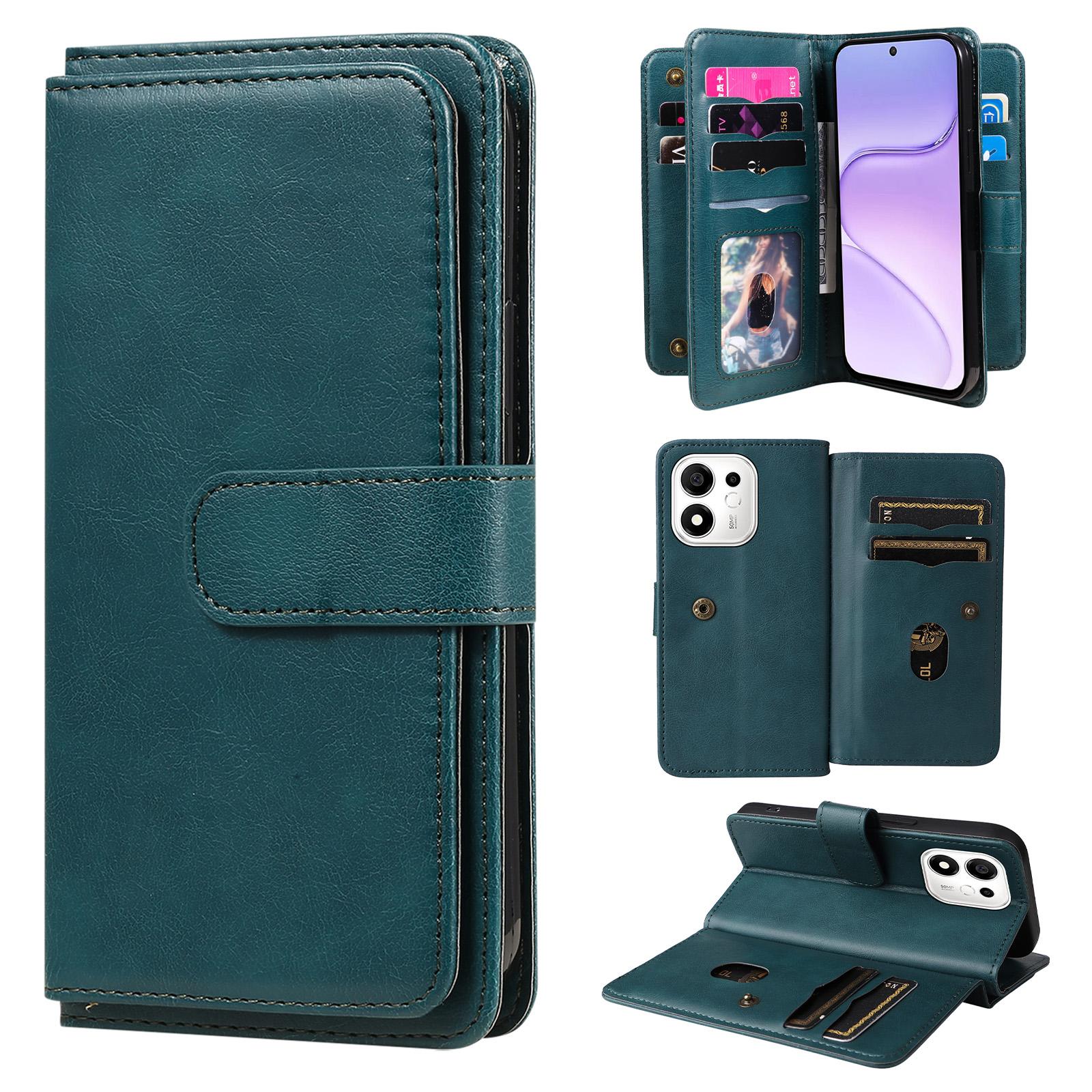 For Honor 600 Smart 5G Multi-Function Wallet 10 Card Slots Leather Phone Case(Dark Green) - Shopkiz.com