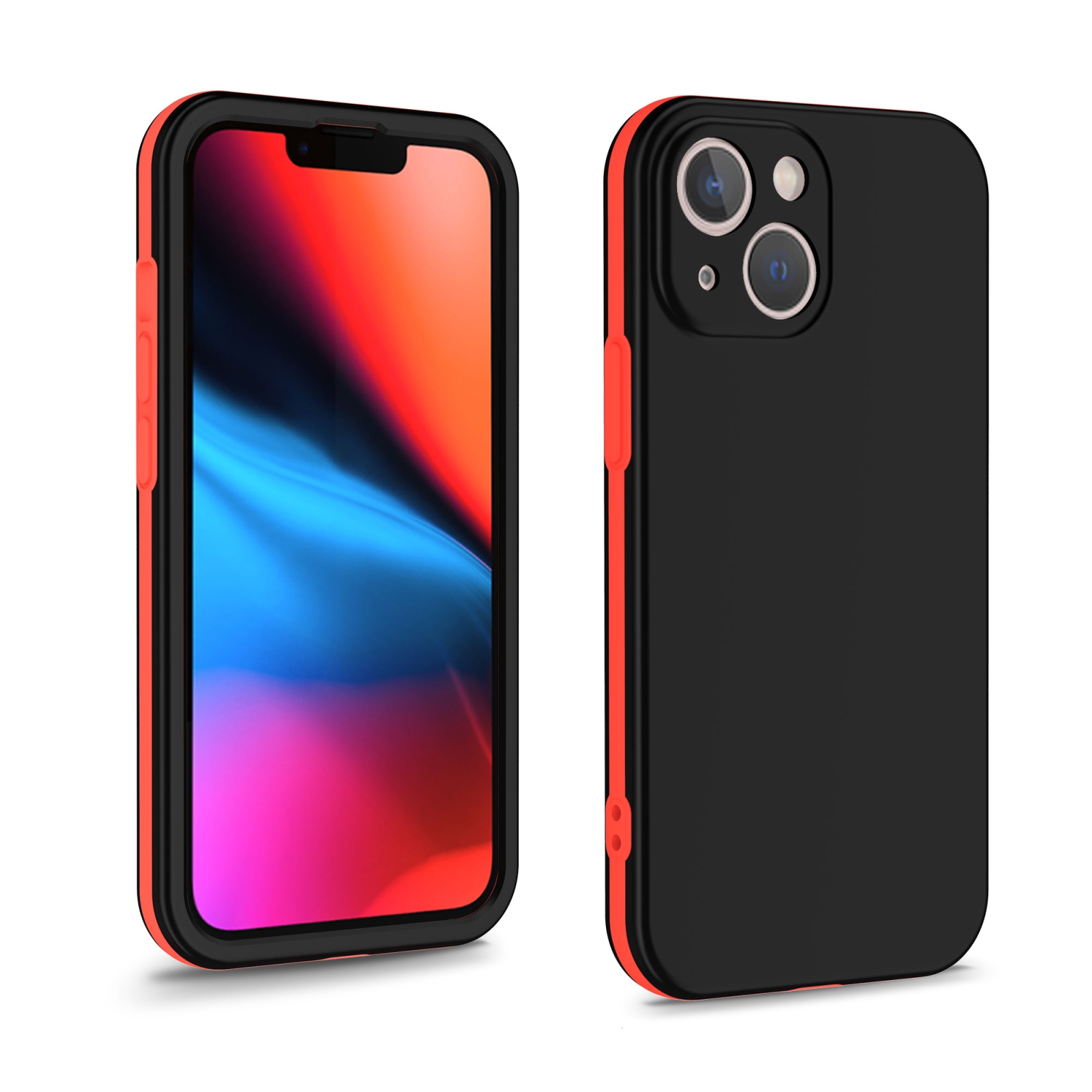 For iPhone 13 mini Two Color Full Protective 3-in-1 Phone Case(Black) - Shopkiz.com