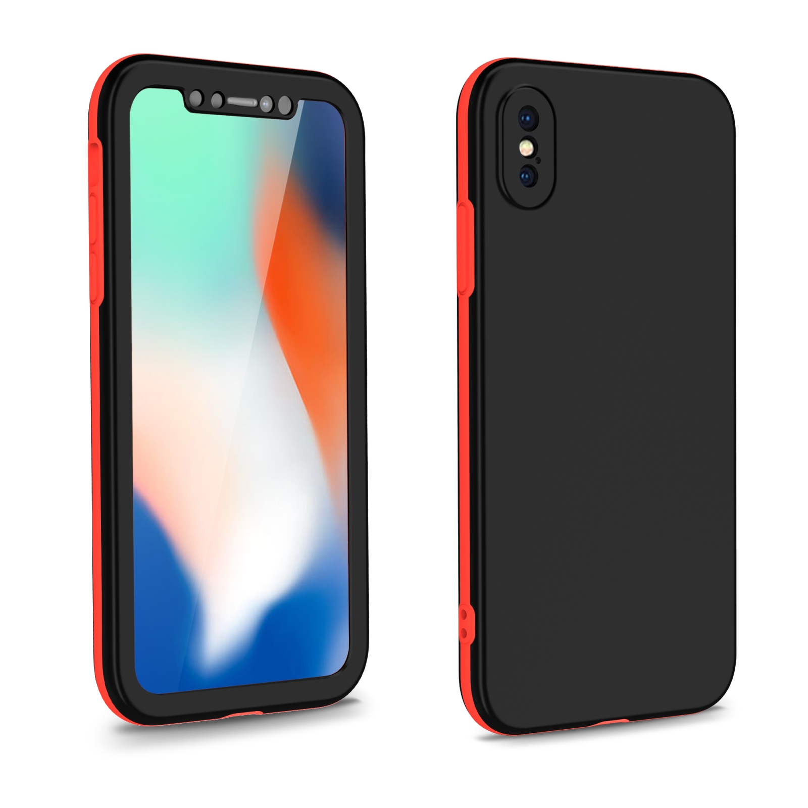 For iPhone XS Max Two Color Full Protective 3-in-1 Phone Case(Black) - Shopkiz.com