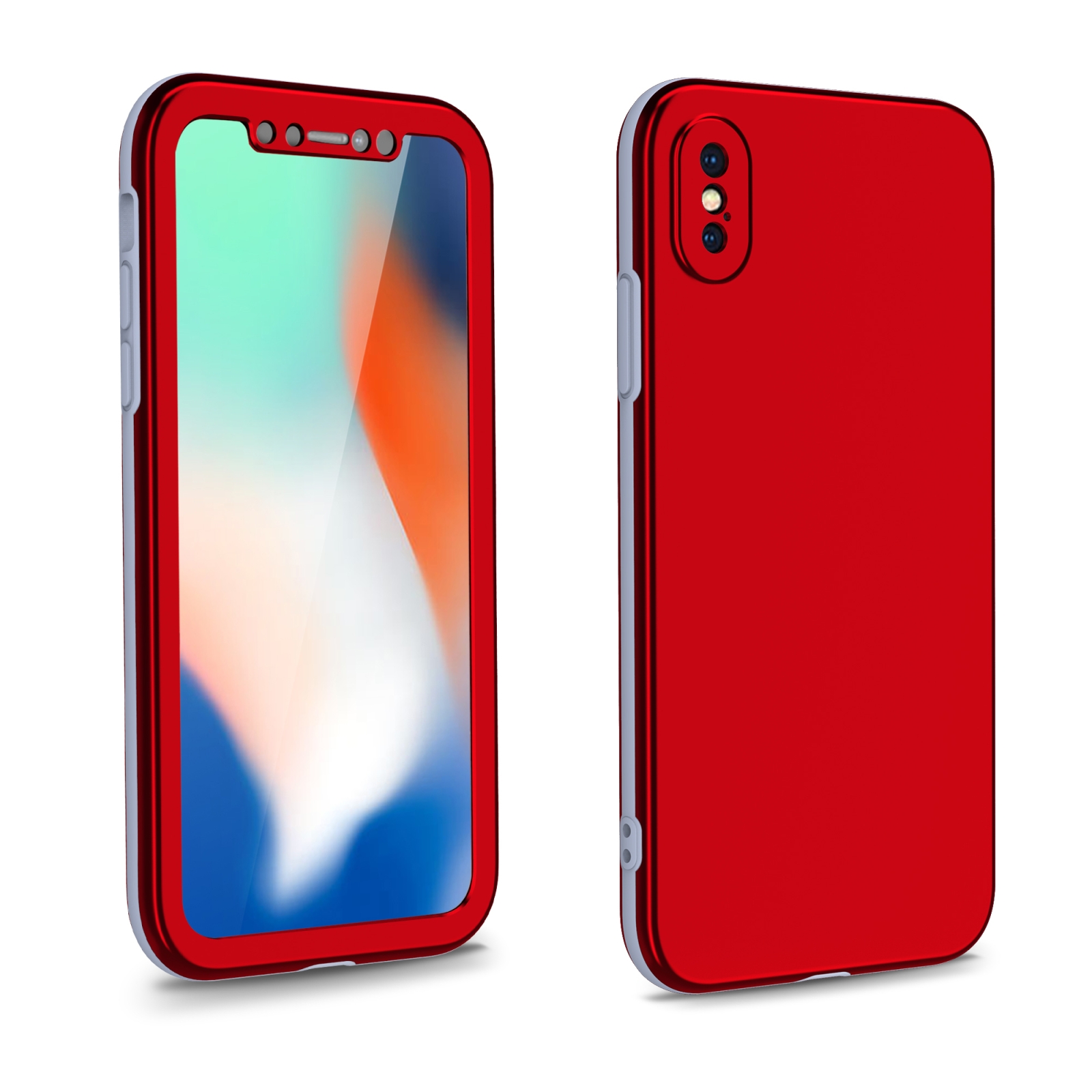 For iPhone XS Max Two Color Full Protective 3-in-1 Phone Case(Red) - Shopkiz.com