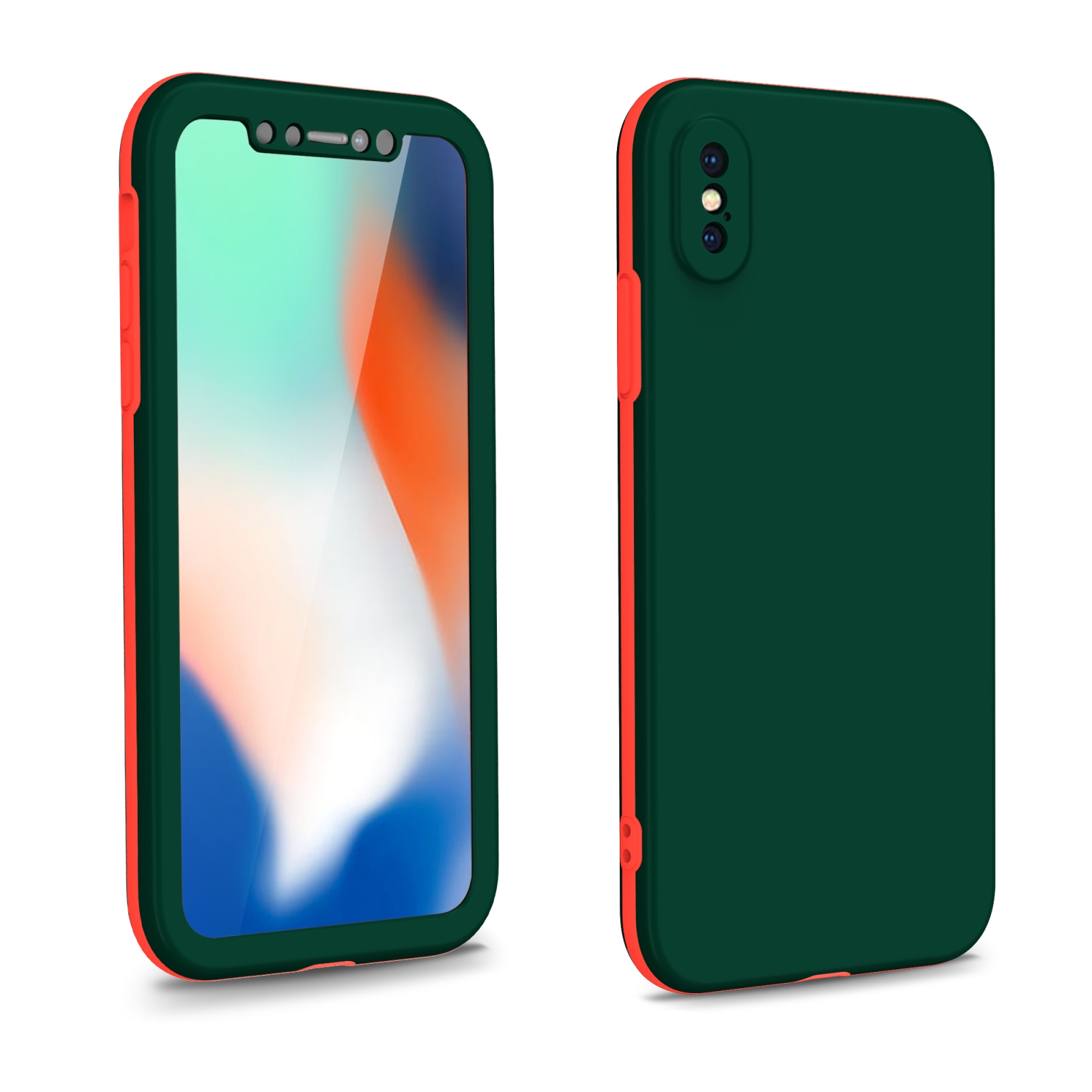 For iPhone XS Max Two Color Full Protective 3-in-1 Phone Case(Dark Green) - Shopkiz.com