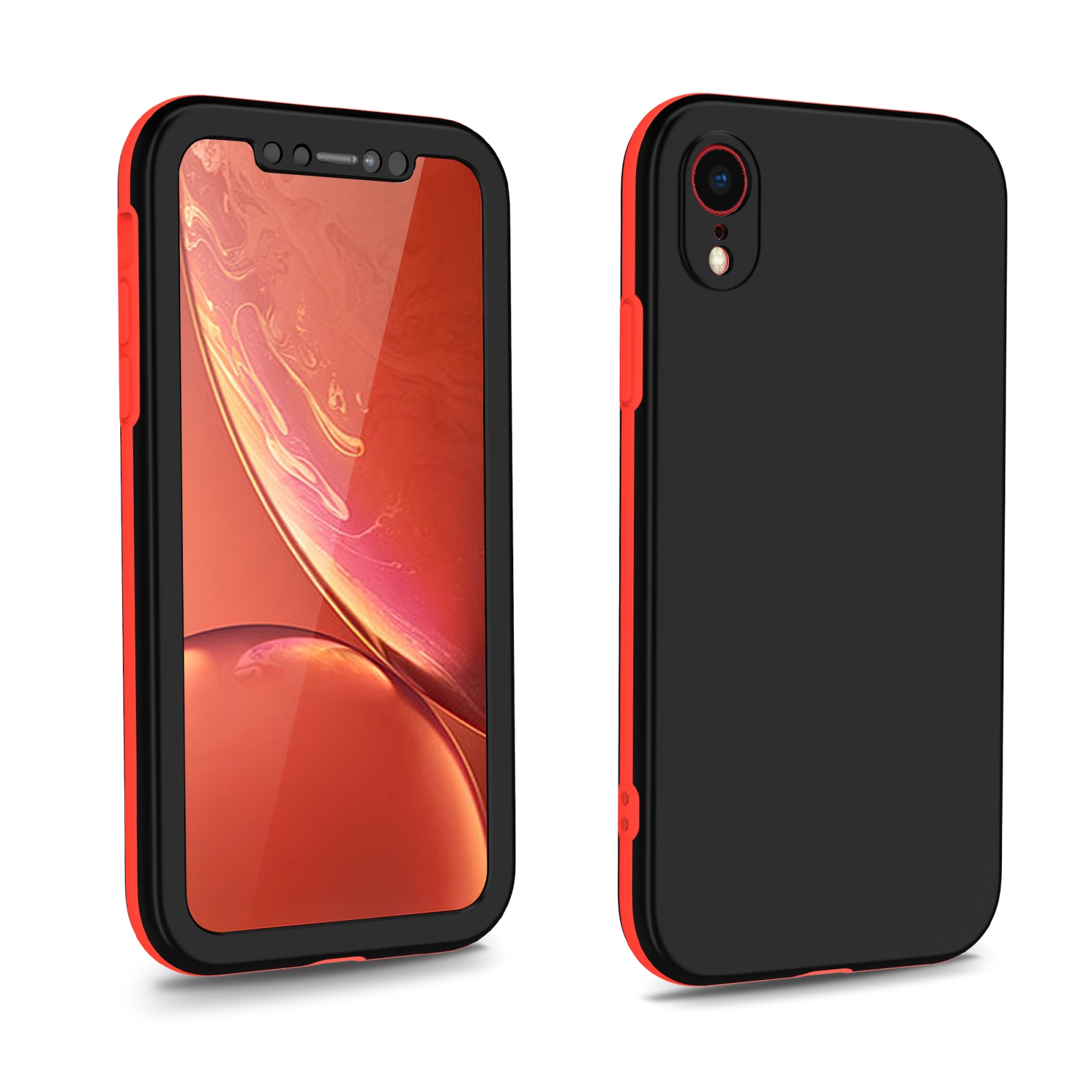 For iPhone XR Two Color Full Protective 3-in-1 Phone Case(Black) - Shopkiz.com