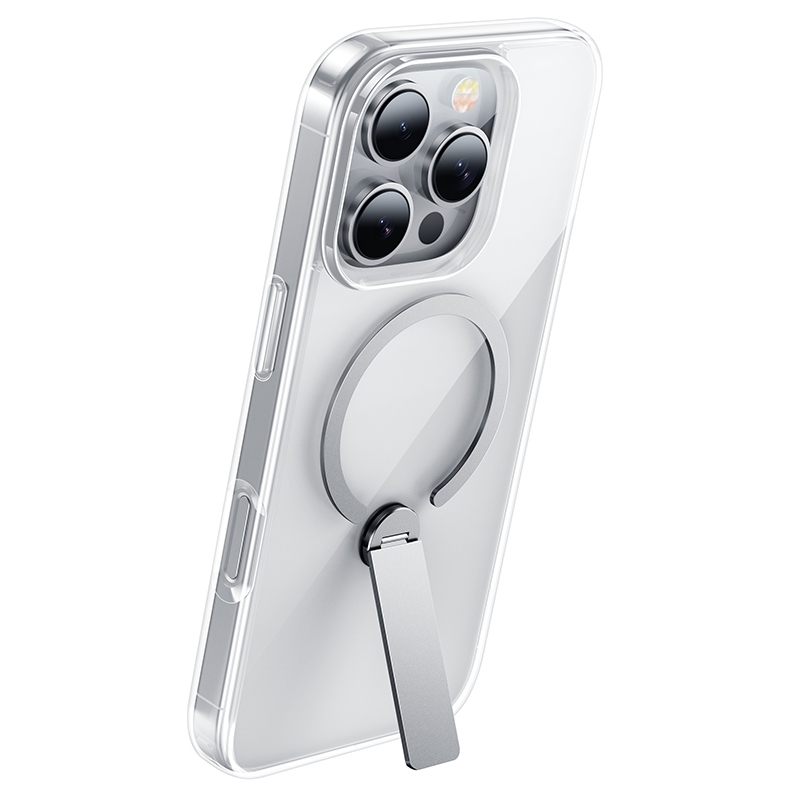 For iPhone 16 Pro Max hoco AS10 Pole Stand MagSafe Magnetic Phone Protective Case(Transparent) - Shopkiz.com