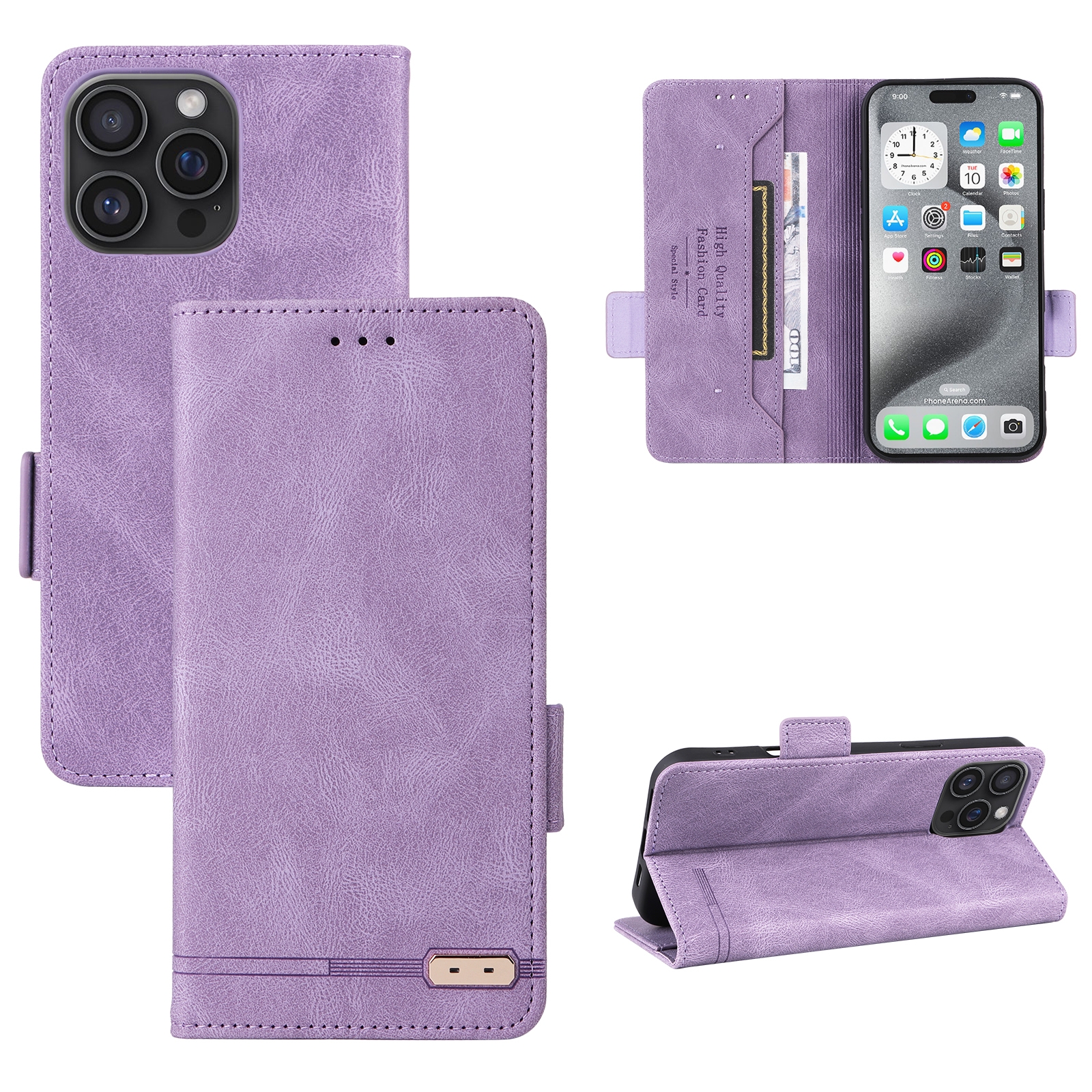 For iPhone 16 Pro Magnetic Clasp Leather Phone Case(Purple) - Shopkiz.com
