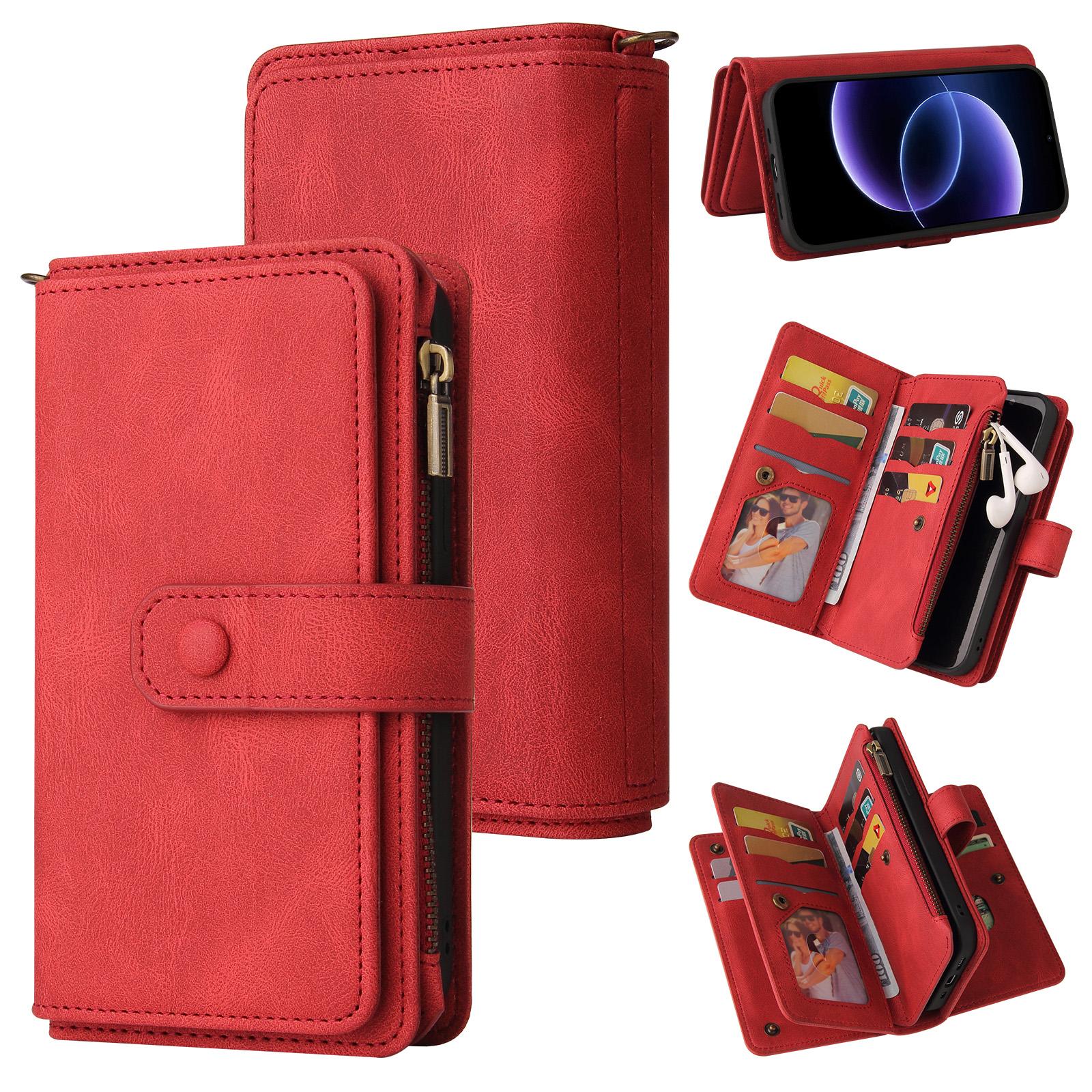 For Xiaomi Poco C95 Pro Skin Feel Multi Card Slots Zipper Wallet Leather Phone Case(Red) - Shopkiz.com