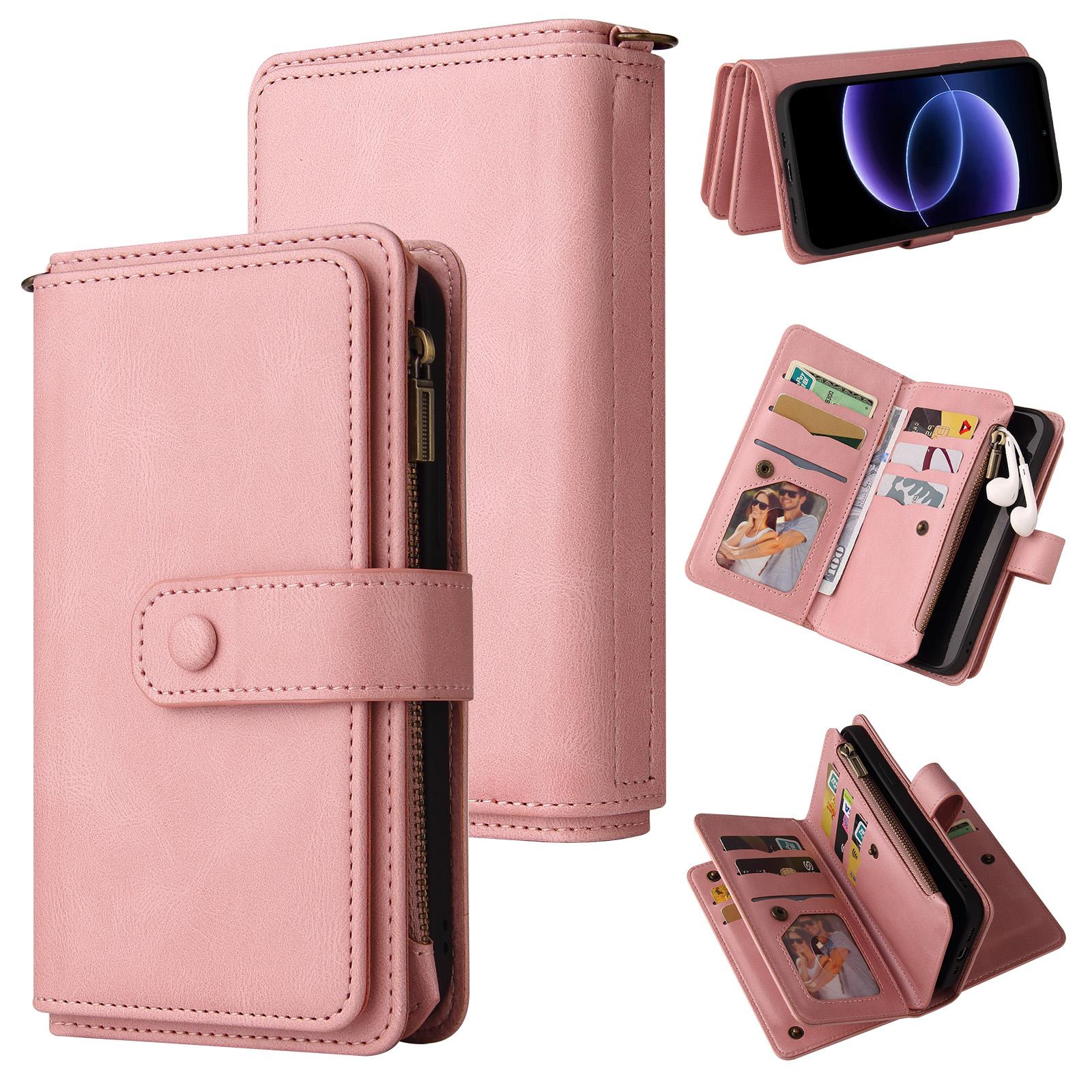 For Xiaomi Poco C95 Pro Skin Feel Multi Card Slots Zipper Wallet Leather Phone Case(Pink) - Shopkiz.com