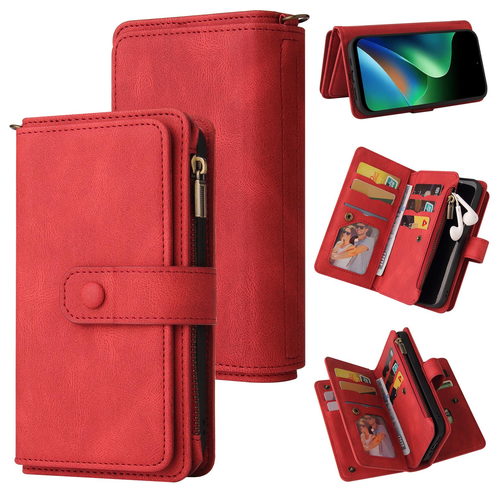 For Redmi 17 5G / 4G Global 170mm Skin Feel Multi Card Slots Zipper Wallet Leather Phone Case(Red) - Shopkiz.com