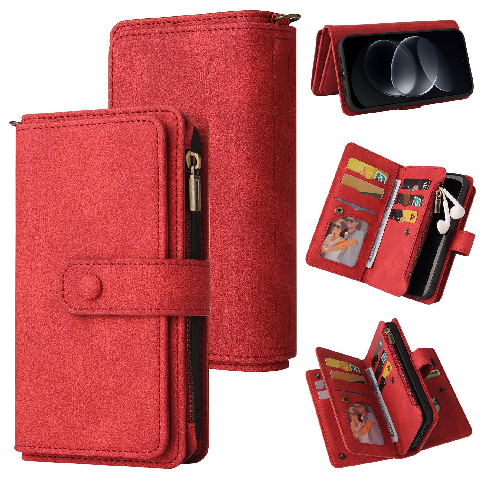 For Redmi Note 17 Pro+ 5G Global 163mm Skin Feel Multi Card Slots Zipper Wallet Leather Phone Case(Red) - Shopkiz.com
