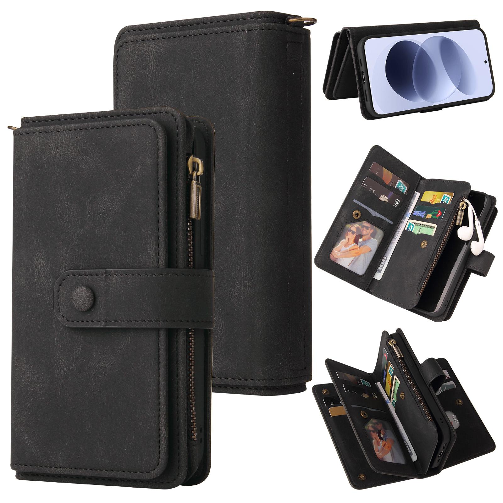 For Redmi Note 17 5G/4G Global 171mm Skin Feel Multi Card Slots Zipper Wallet Leather Phone Case(Black) - Shopkiz.com