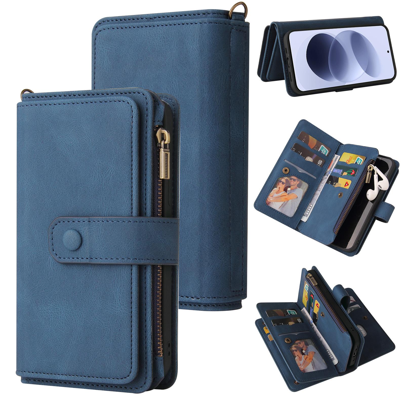 For Redmi Note 17 5G/4G Global 171mm Skin Feel Multi Card Slots Zipper Wallet Leather Phone Case(Blue) - Shopkiz.com