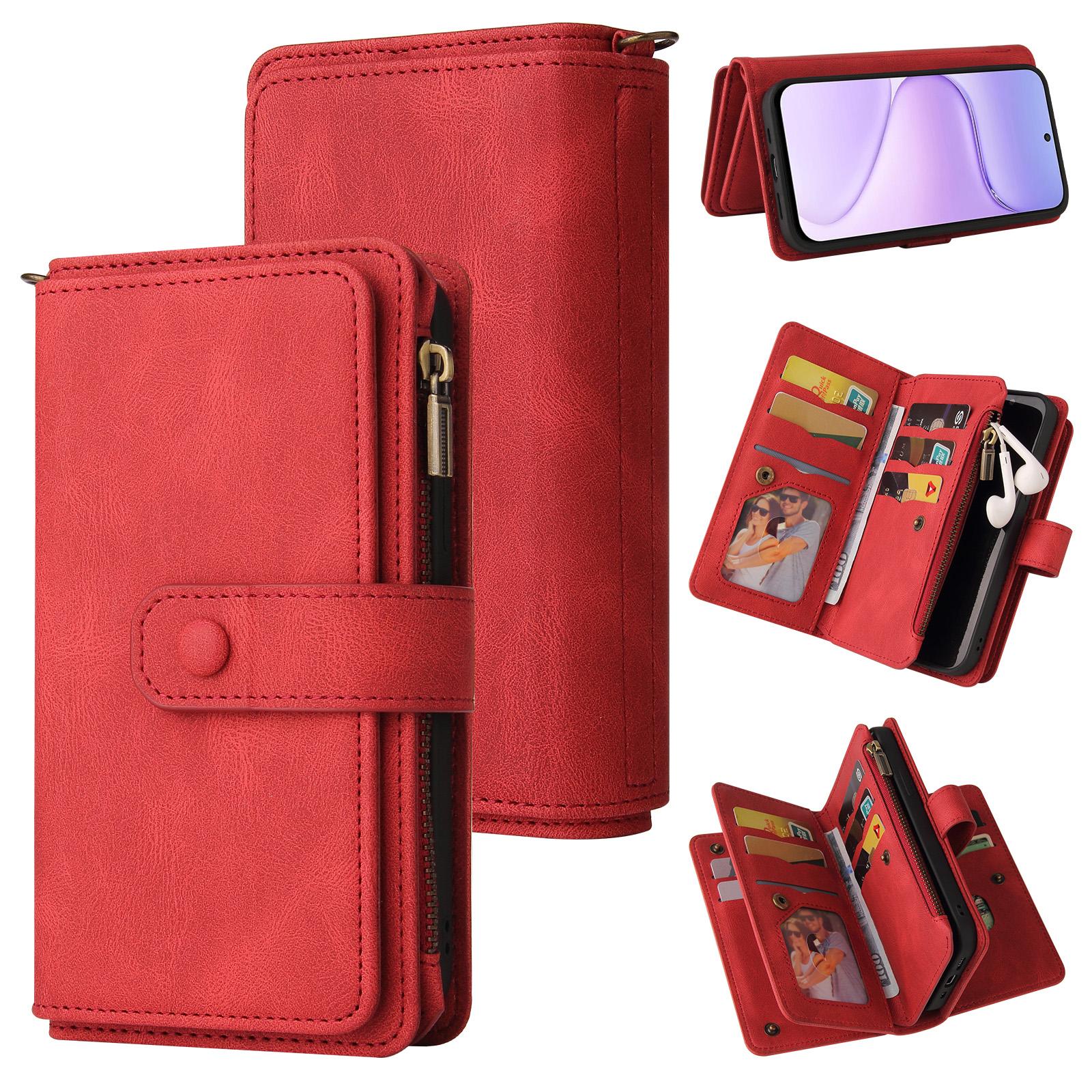 For Honor 600 Smart 5G Skin Feel Multi Card Slots Zipper Wallet Leather Phone Case(Red) - Shopkiz.com