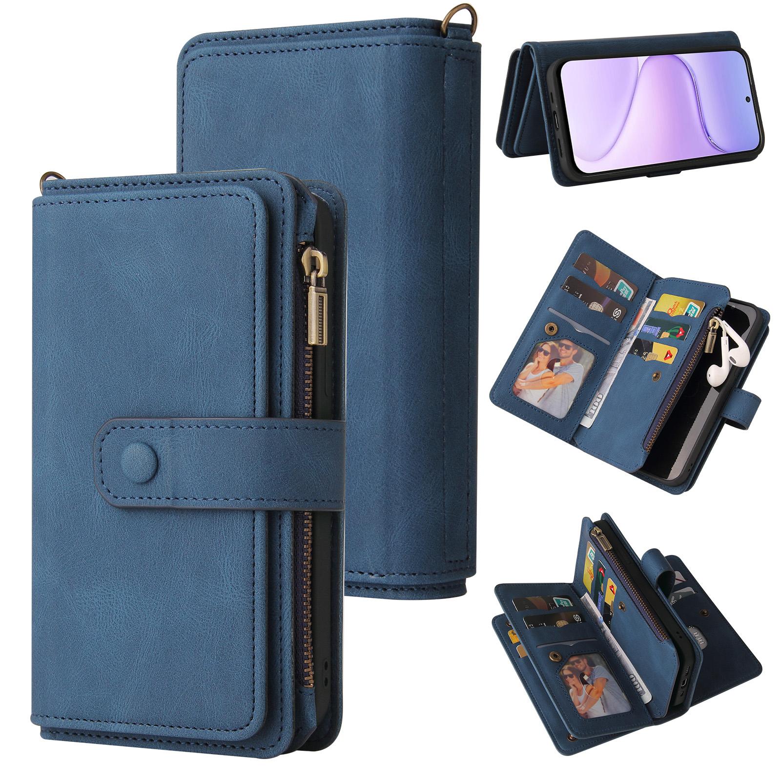 For Honor 600 Smart 5G Skin Feel Multi Card Slots Zipper Wallet Leather Phone Case(Blue) - Shopkiz.com