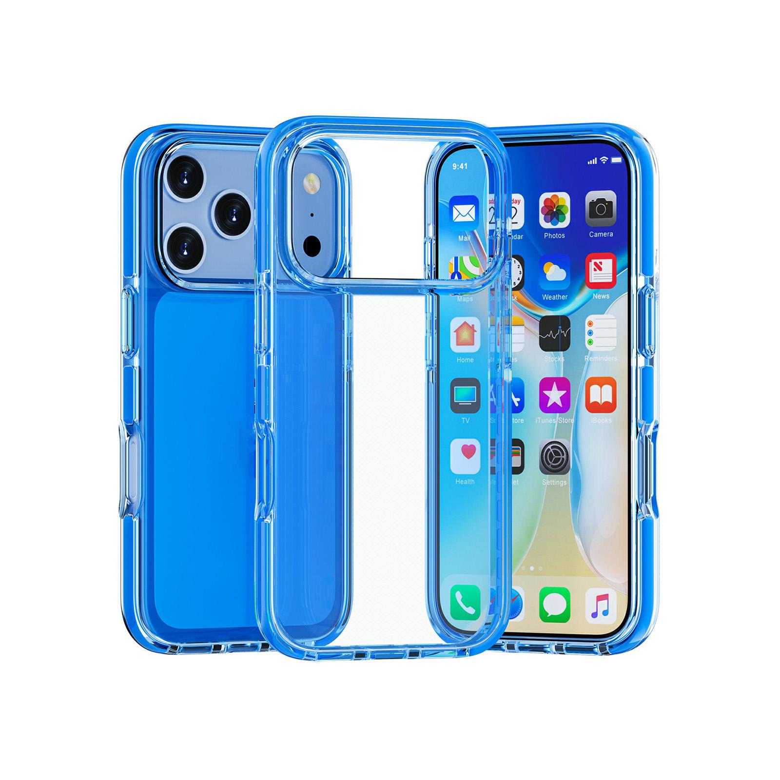 For iPhone 18 Pro Max / 17 Pro Max Dual Color Clear Glitter TPU + TPE Full Coverage Phone Case(Blue) - Shopkiz.com