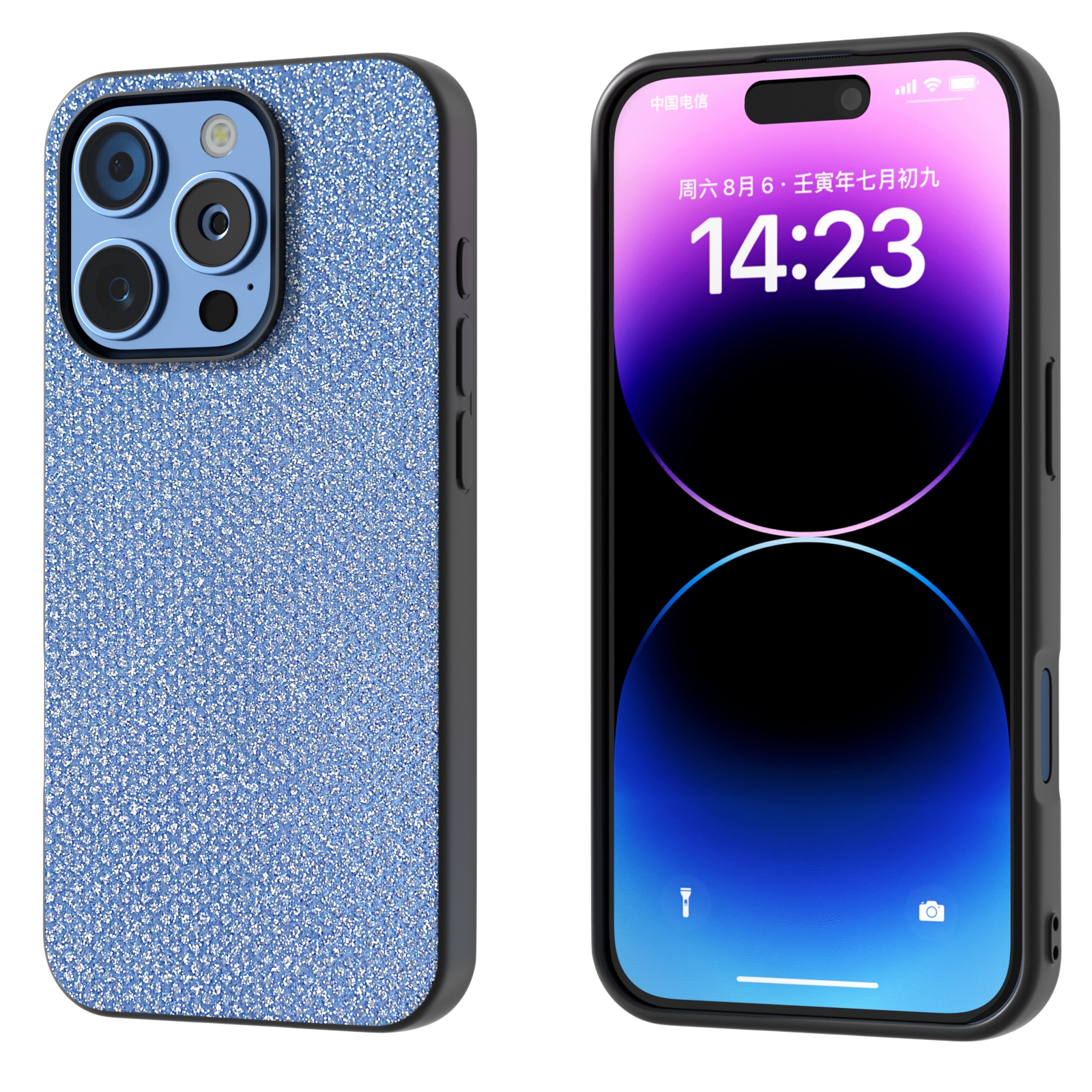 For iPhone 16 Pro Diamond Black Frame Phone Case(Sapphire Blue) - Shopkiz.com