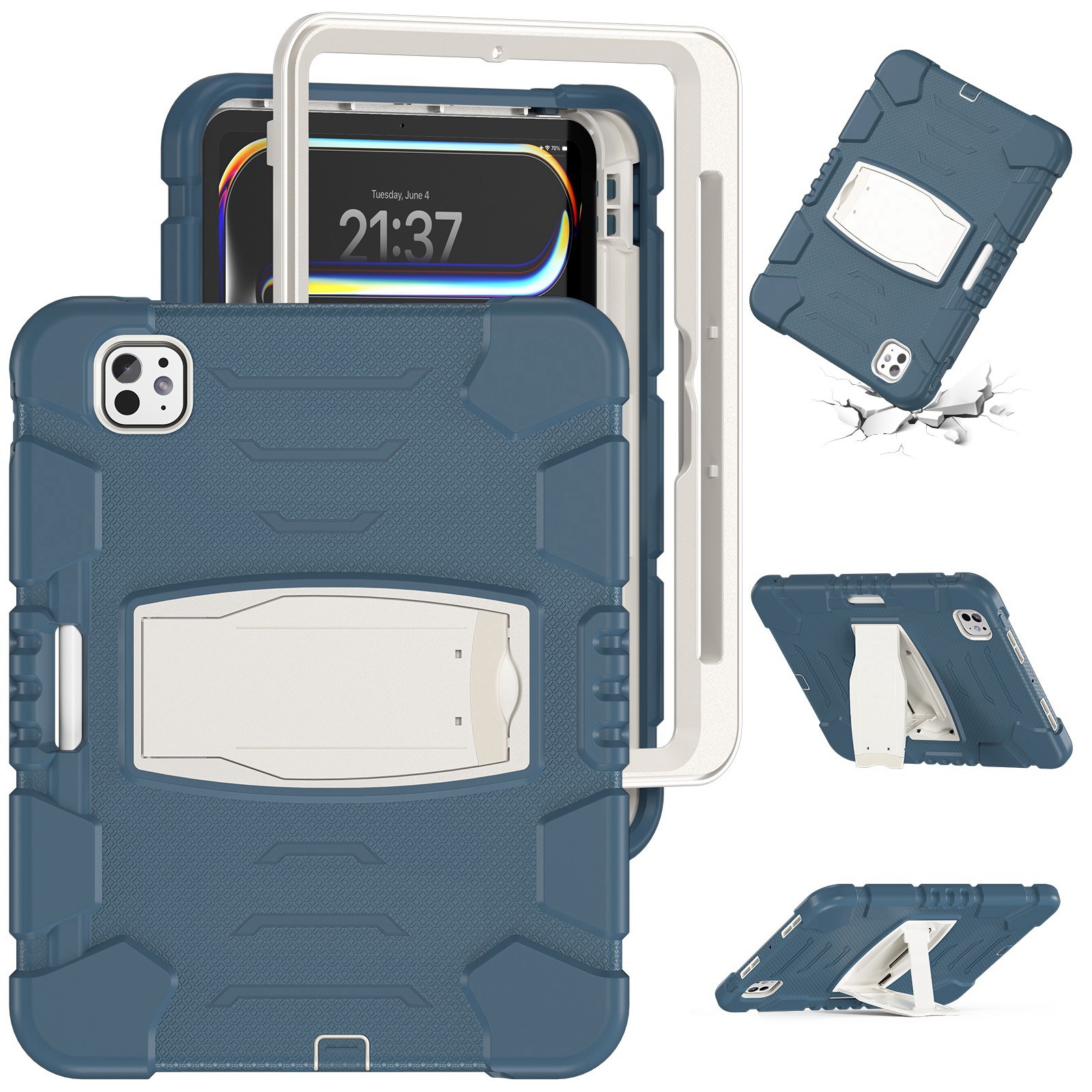 For iPad Pro 11 2025 / 2024 3-Layer Silicone Hybrid PC Tablet Case(Cornflower Blue) - Shopkiz.com