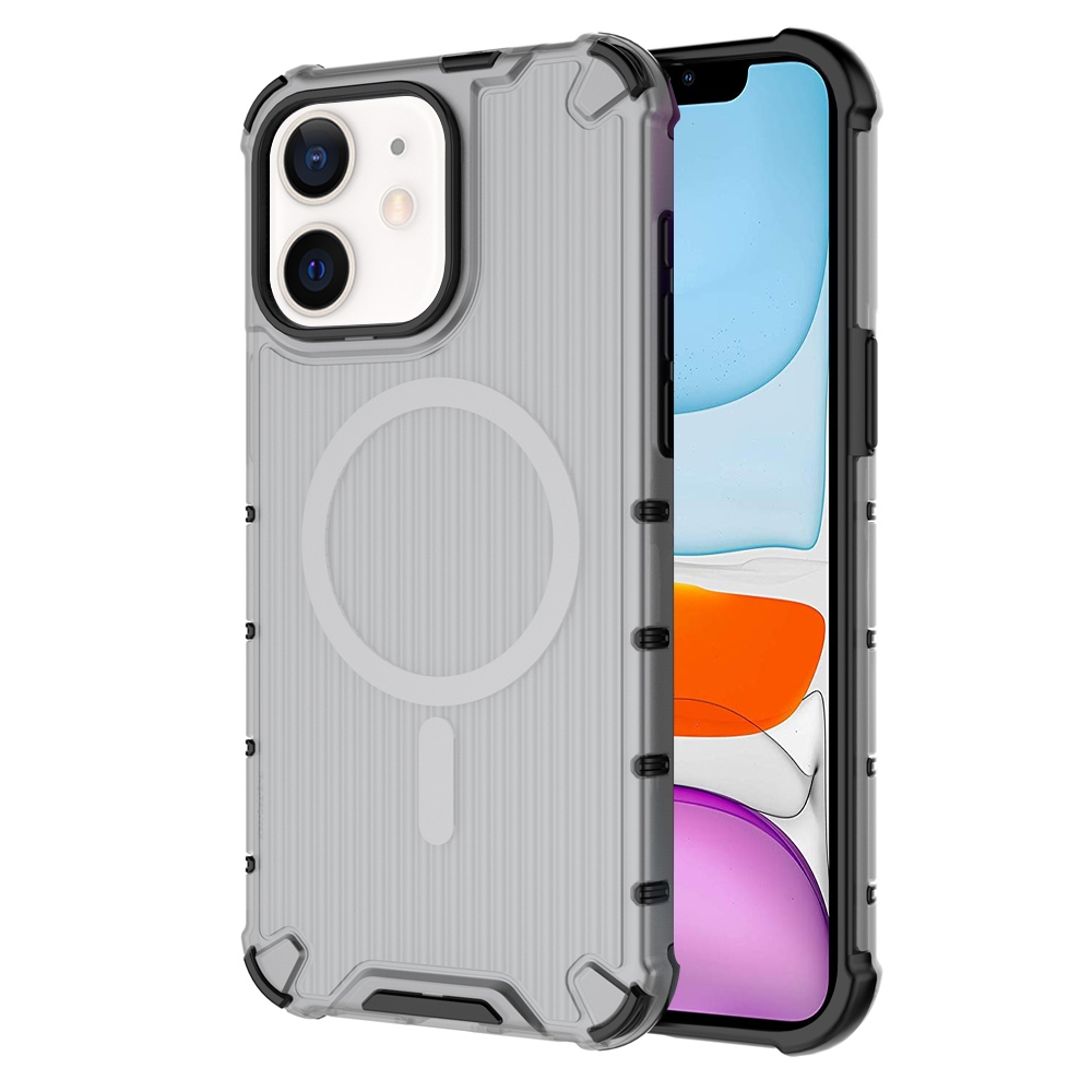 For iPhone 11 Grating Airbag Shockproof MagSafe Frosted Phone Case(Black) - Shopkiz.com