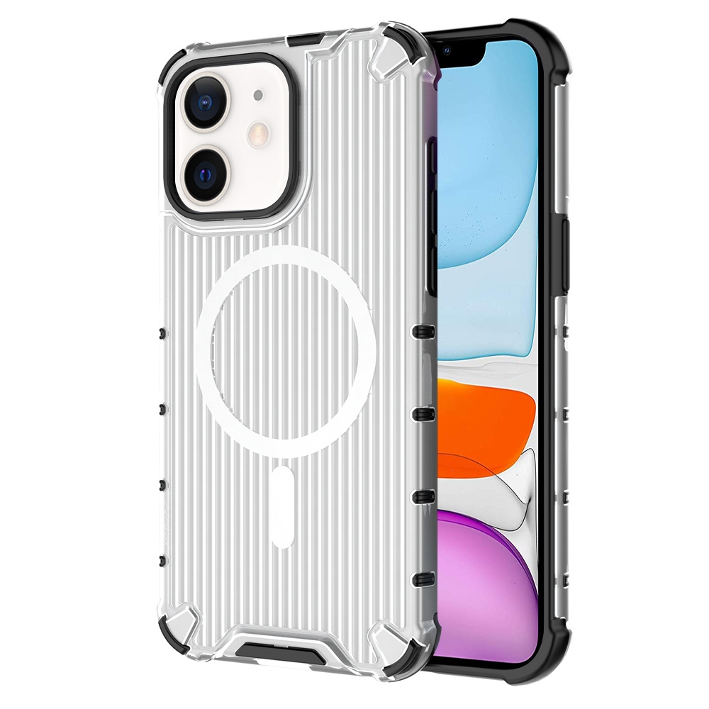 For iPhone 11 Grating Airbag Shockproof MagSafe Frosted Phone Case(Transparent) - Shopkiz.com