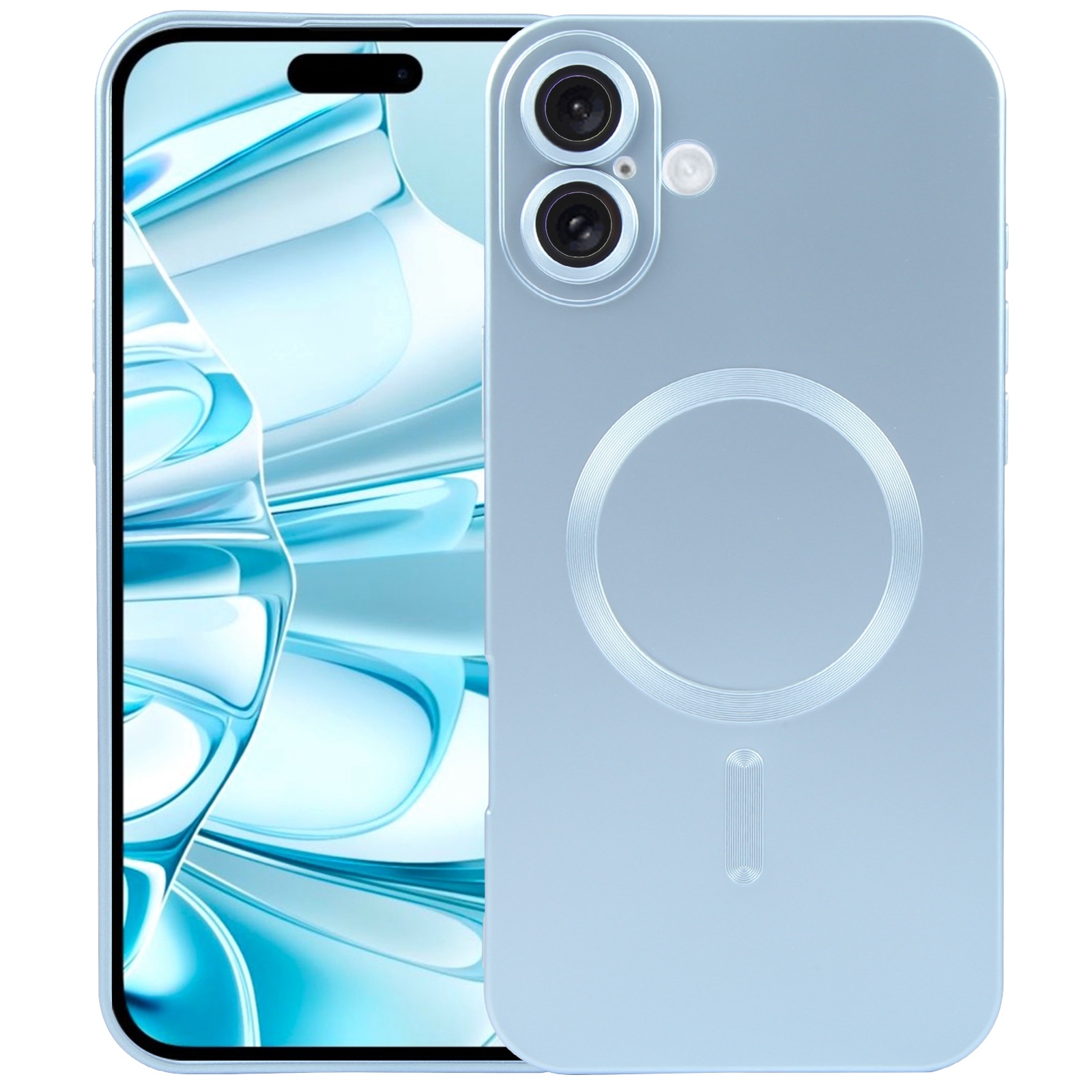 For iPhone 16 Liquid TPU Silicone Solid Color MagSafe Phone Case(Blue) - Shopkiz.com