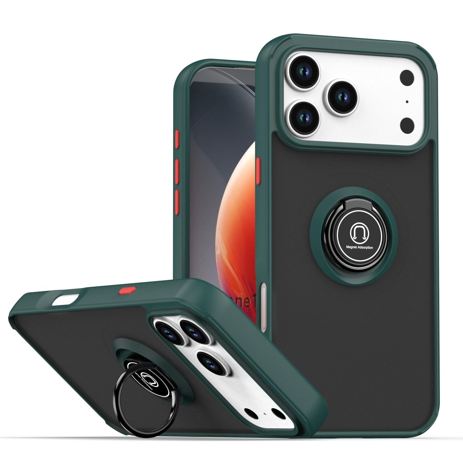 For iPhone 17 Pro Max Q Shadow 1 Series TPU + PC Phone Case with Ring(Dark Green) - Shopkiz.com