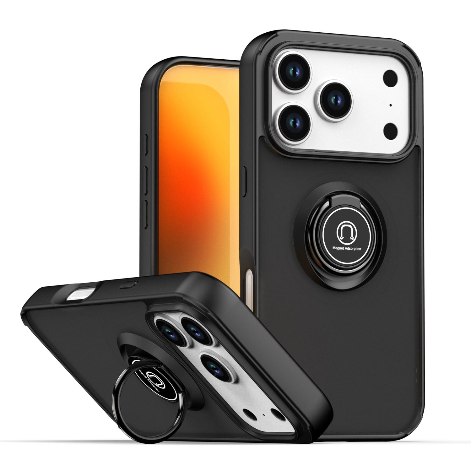 For iPhone 17 Pro Q Shadow 1 Series TPU + PC Phone Case with Ring(Black+Black) - Shopkiz.com