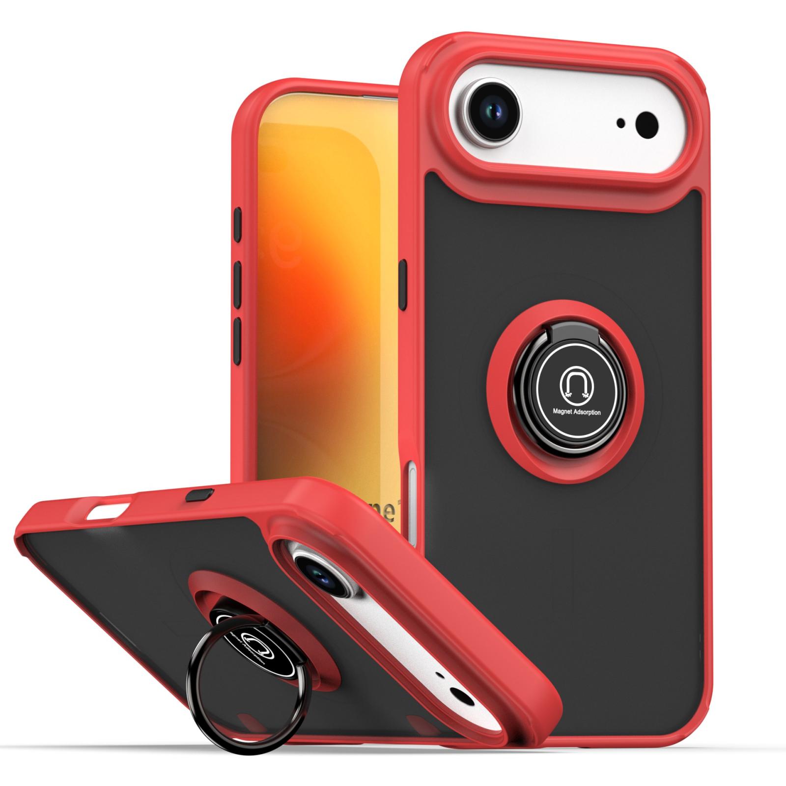 For iPhone Air Q Shadow 1 Series TPU + PC Phone Case with Ring(Red) - Shopkiz.com