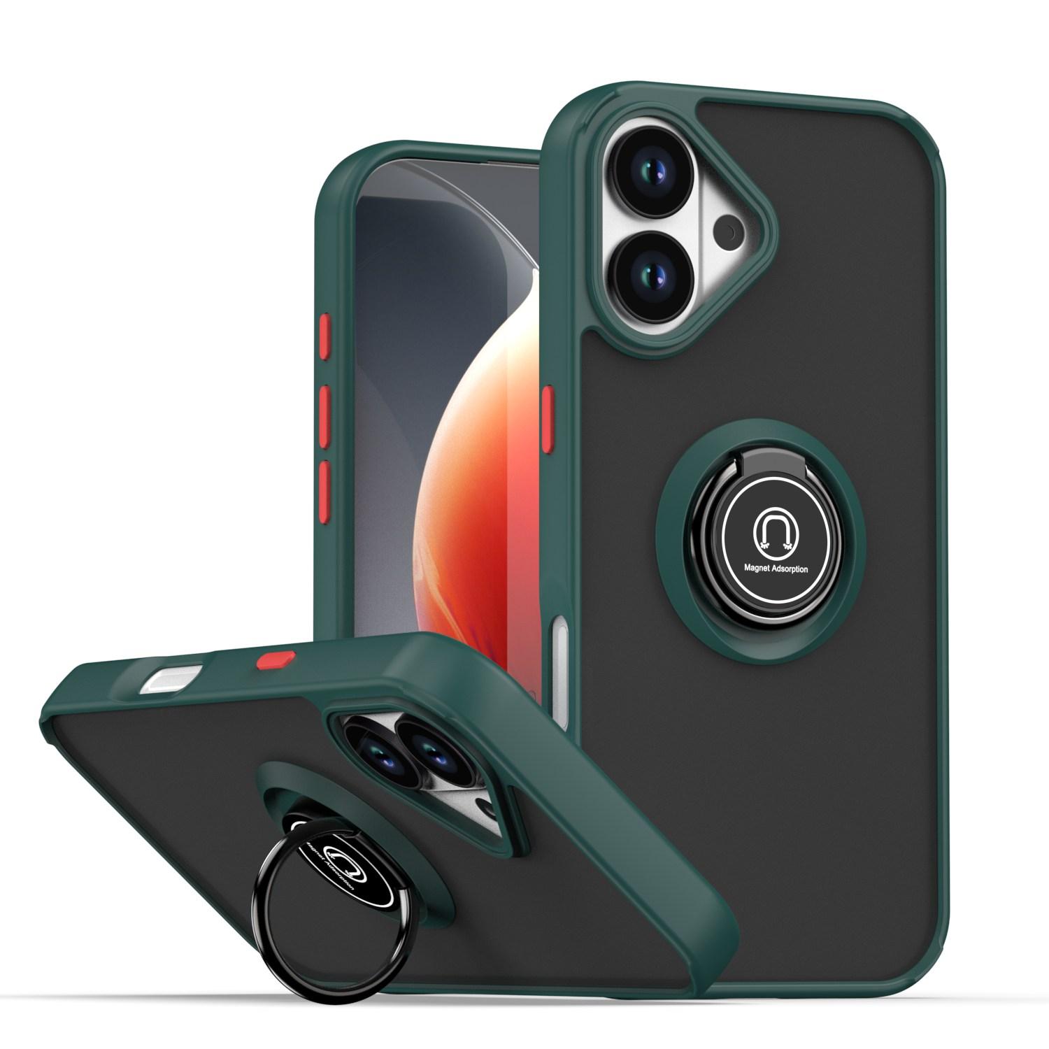 For iPhone 17 Q Shadow 1 Series TPU + PC Phone Case with Ring(Dark Green) - Shopkiz.com