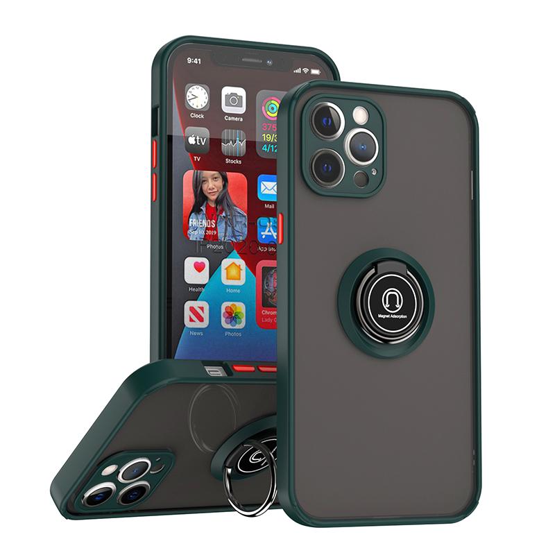 For iPhone 12 Pro Max Q Shadow 1 Series TPU + PC Phone Case with Ring(Dark Green) - Shopkiz.com