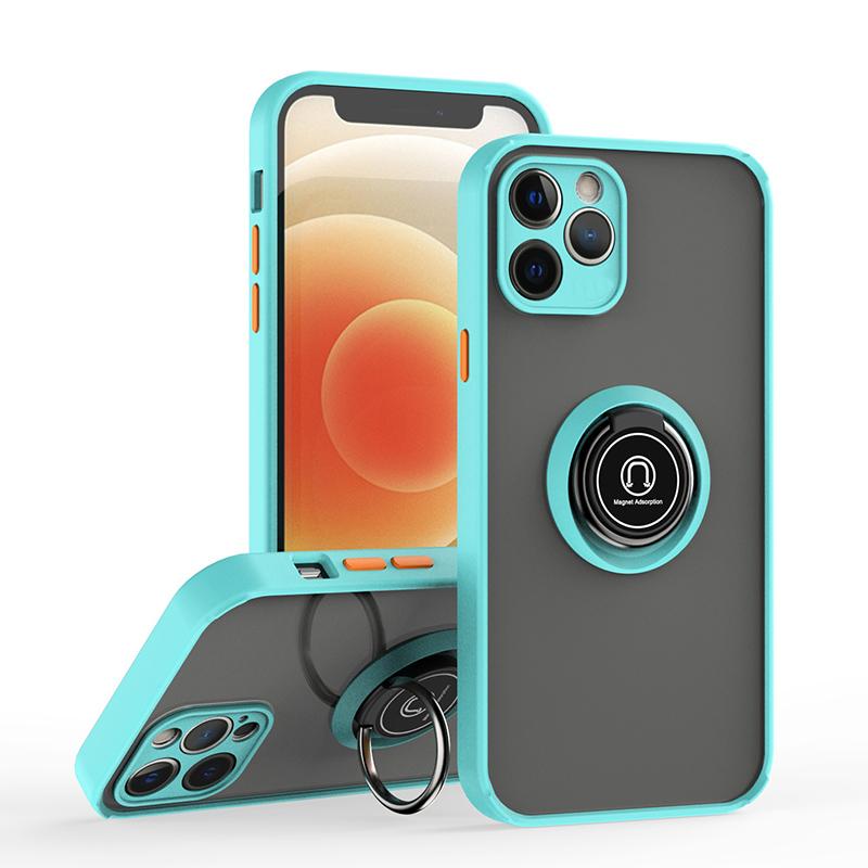 For iPhone 12 Q Shadow 1 Series TPU + PC Phone Case with Ring(Sky Blue) - Shopkiz.com