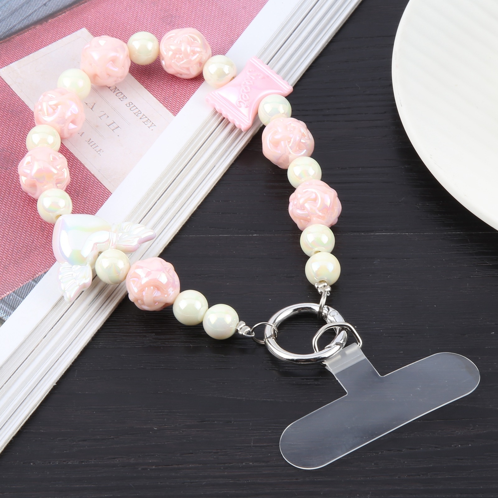 Mobile Phone Anti-lost Dazzling Colorful Candy Short Bead Chain(Pink) - Shopkiz.com