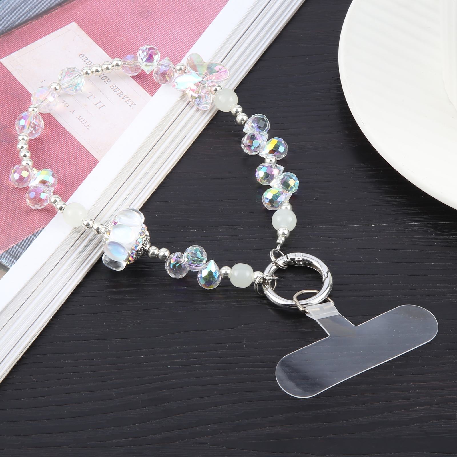 Transparent Lantern Bling Beads Chain Anti-lost Short Lanyard(Pink) - Shopkiz.com