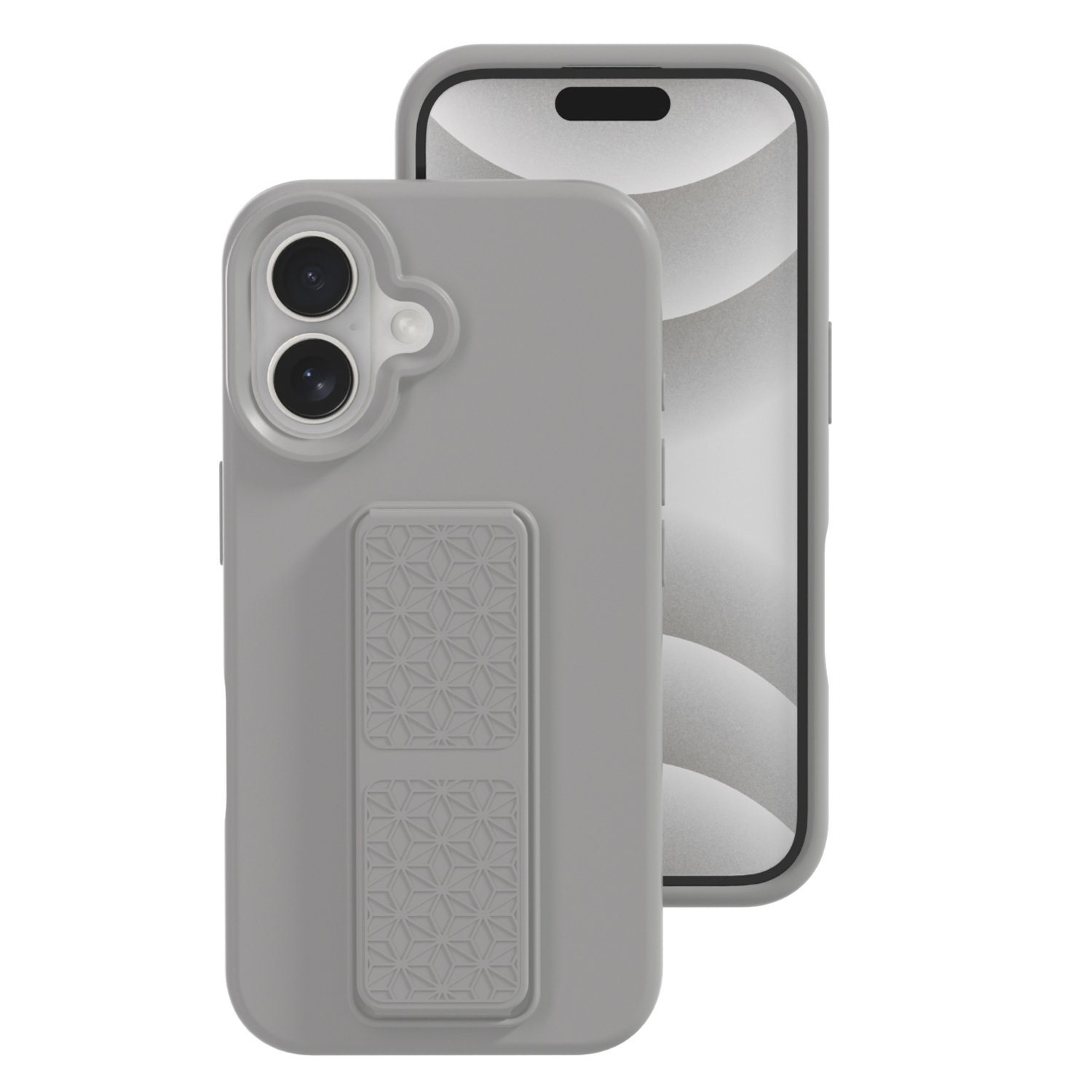 For iPhone 16 Liquid Silicone Holder Phone Case(Titanium Grey) - Shopkiz.com