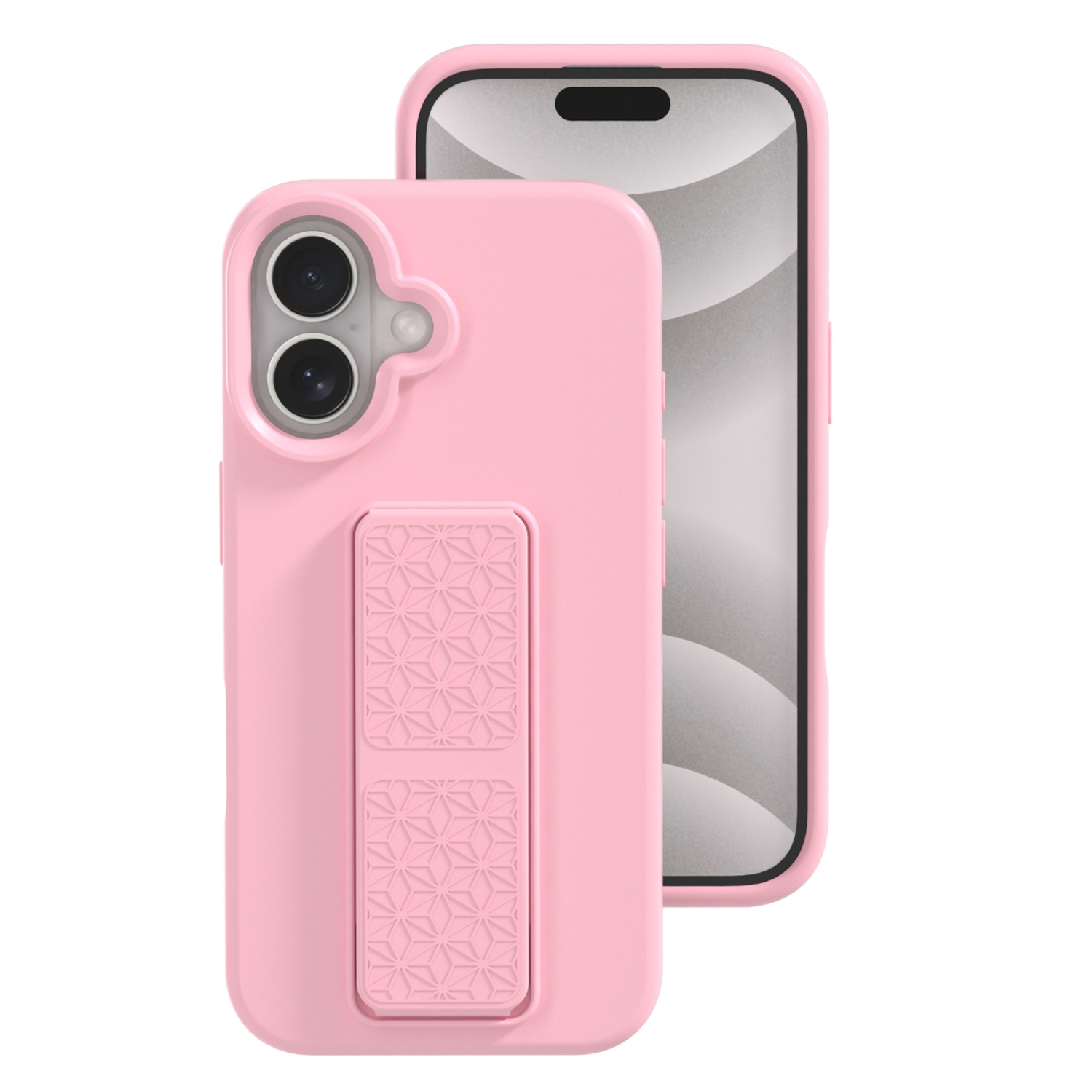 For iPhone 16 Plus Liquid Silicone Holder Phone Case(Pink) - Shopkiz.com