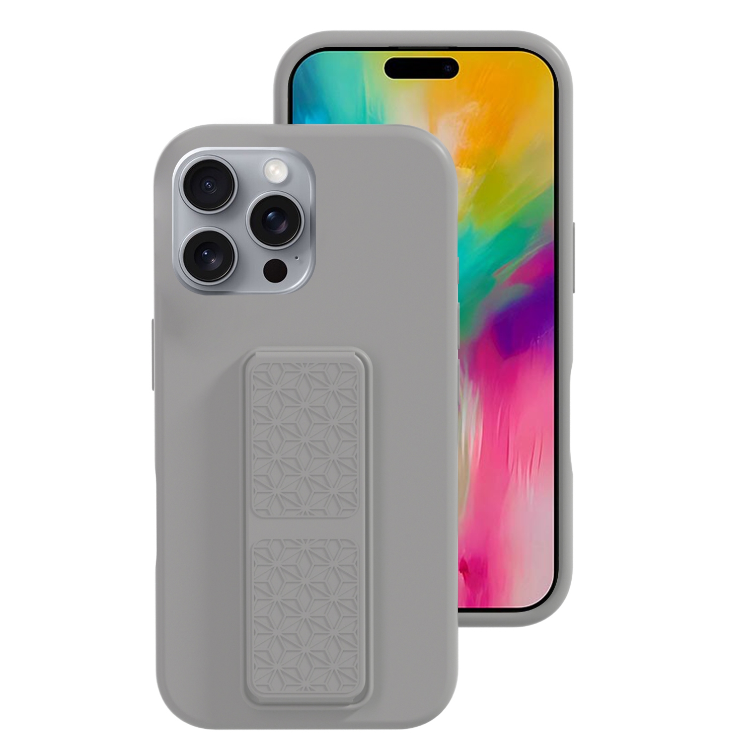 For iPhone 16 Pro Max Liquid Silicone Holder Phone Case(Titanium Grey) - Shopkiz.com
