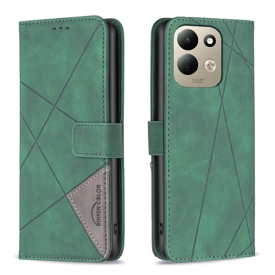 For Redmi 17 4G / 5G Global 170mm Magnetic Buckle Rhombus Texture Leather Phone Case(Green) - Shopkiz.com