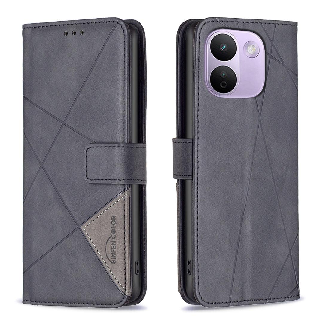 For Redmi Note 17 Pro+ 5G Global 163mm Magnetic Buckle Rhombus Texture Leather Phone Case(Black) - Shopkiz.com