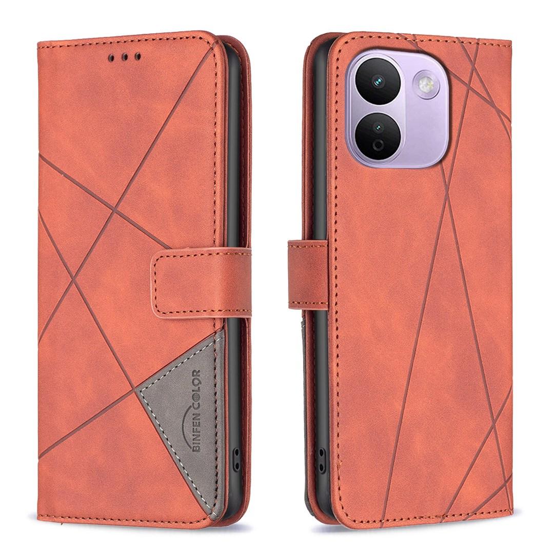 For Redmi Note 17 Pro+ 5G Global 163mm Magnetic Buckle Rhombus Texture Leather Phone Case(Brown) - Shopkiz.com